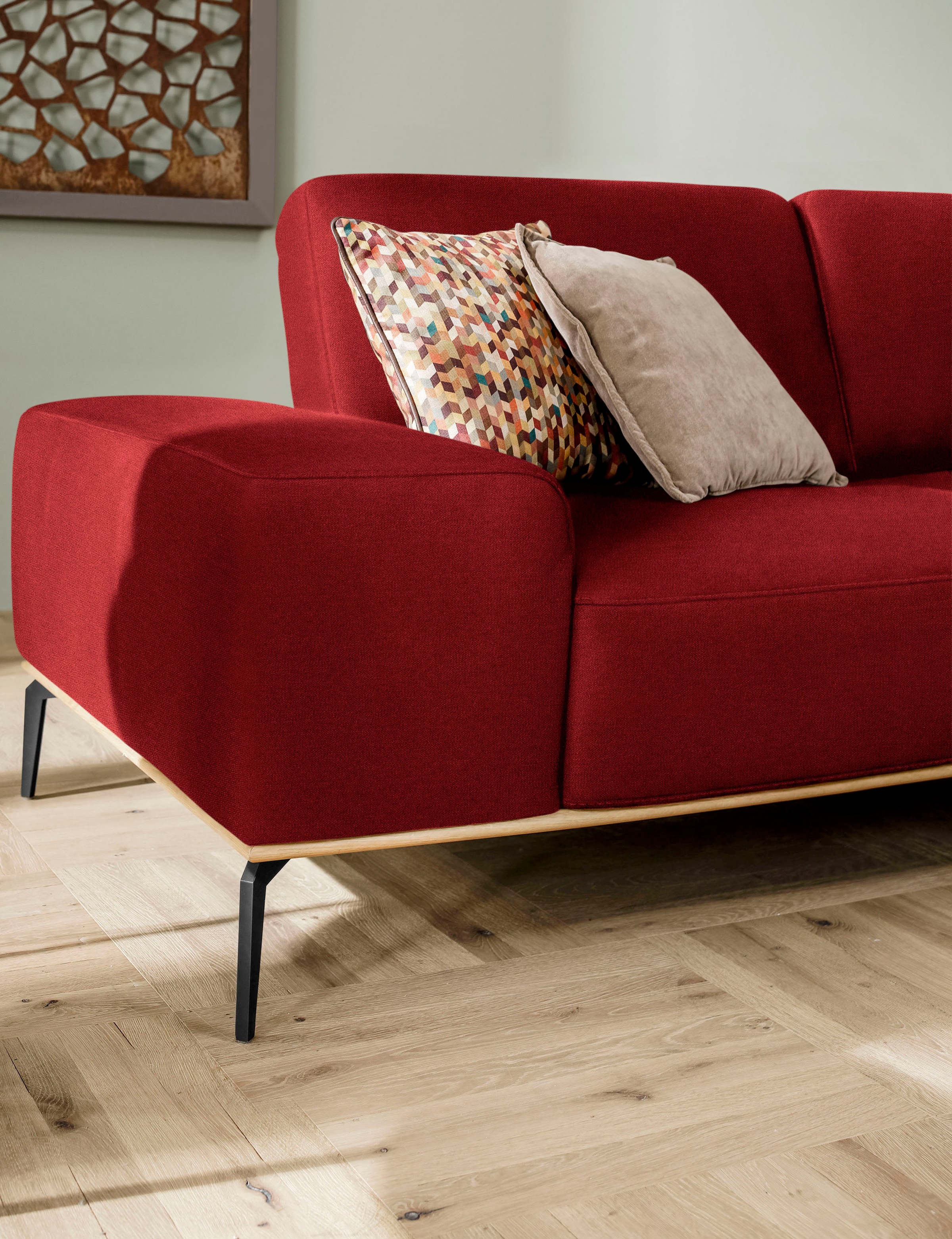 W.SCHILLIG Ecksofa »run, Designsofa mit tollem Sitzkomfort, bequem, L-Form«, mit Holzsockel, Füße in Schwarz pulverbeschichtet, Breite 319 cm