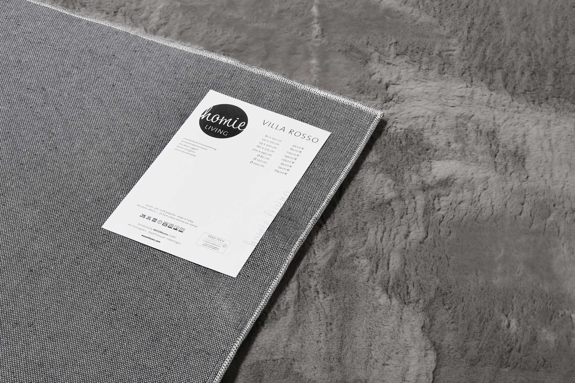 Homie Living Teppich »Villa Rosso« rechteckig 15 mm Höhe Kurzflor, Uni Farben, leicht glänzende Optik