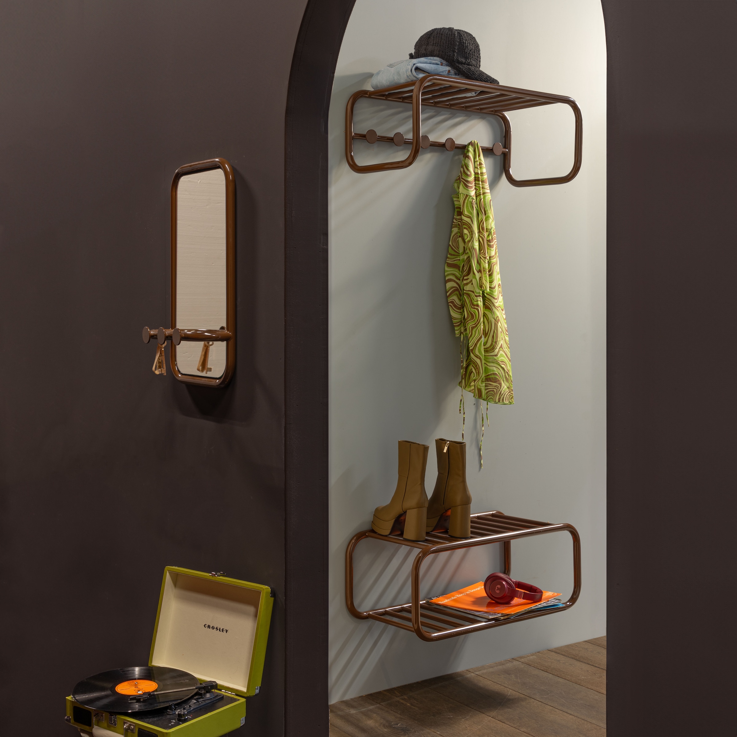 Spinder Design Wandspiegel »RETRO«, (1 St.), Retro Spiegel mit 3 Haken