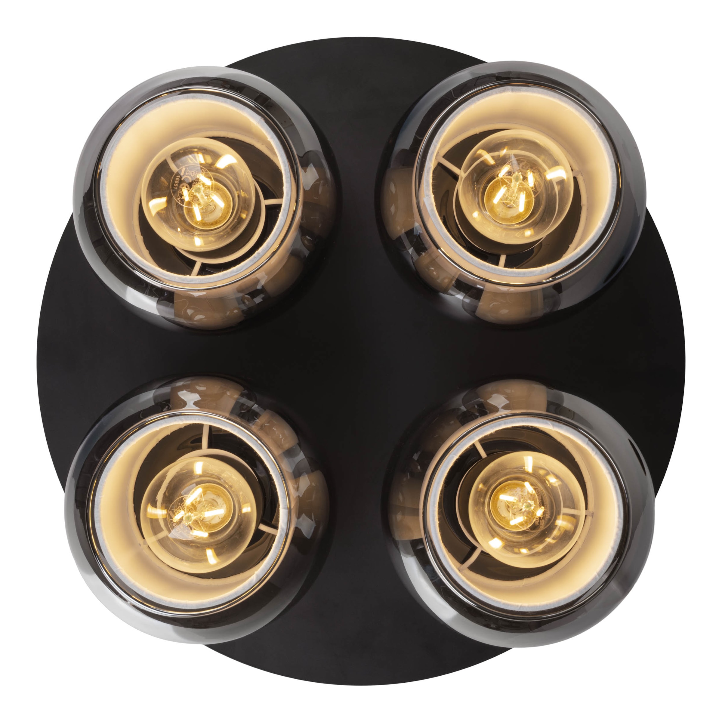 OTTO home Deckenleuchte »Tanissa« E27 1 Stk. rund, 4 kugelförmige Rauchglas-Schirme innen mit Stoff, 4x E27 exkl.