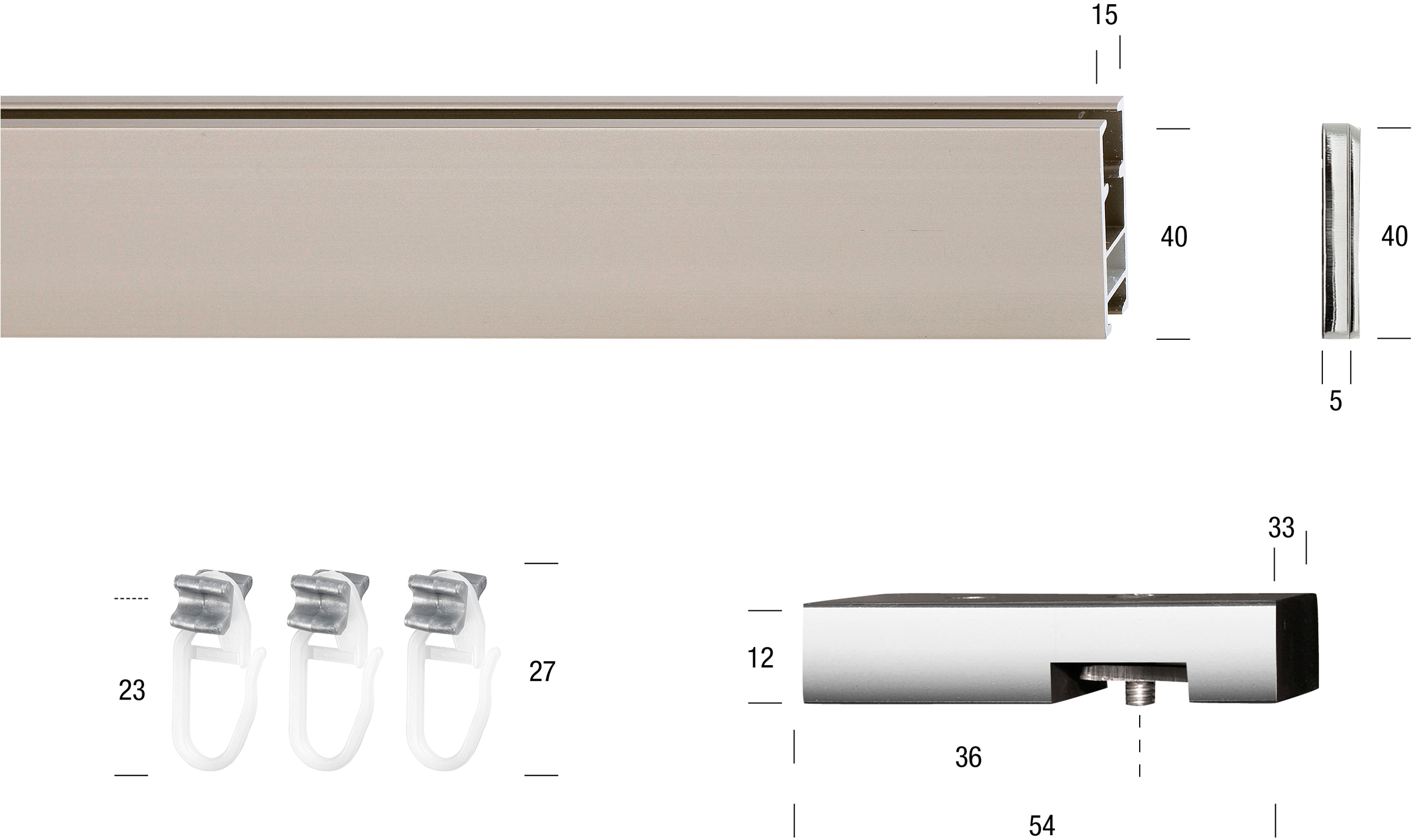 GARESA Gardinenstange »FLAT«, 1 läufig-läufig, Wunschmaßlänge, Rechteckprofil, perfekter Lauf, modern, verlängerbar, mit Endkappe