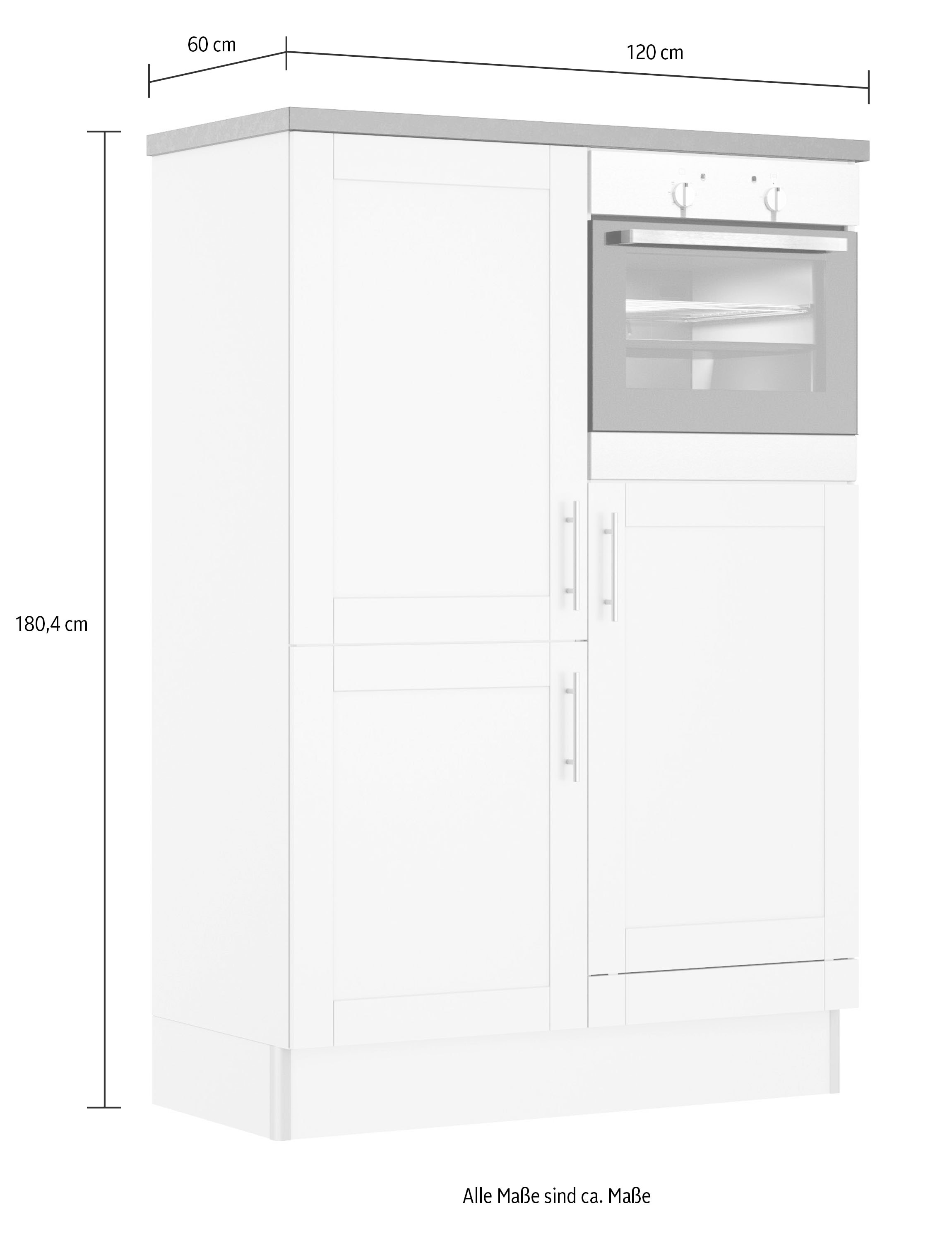 OPTIFIT Küche »Ahus«, 120 cm MDF E-Geräte, Funktion, auf bestellen Rechnung Fronten breit, Soft ohne Close
