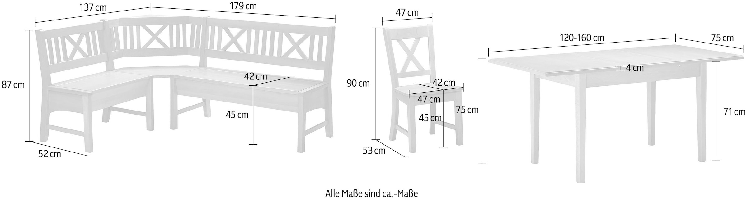 massivline&more Eckbankgruppe »Bodensee«, (Set, 8 tlg.)