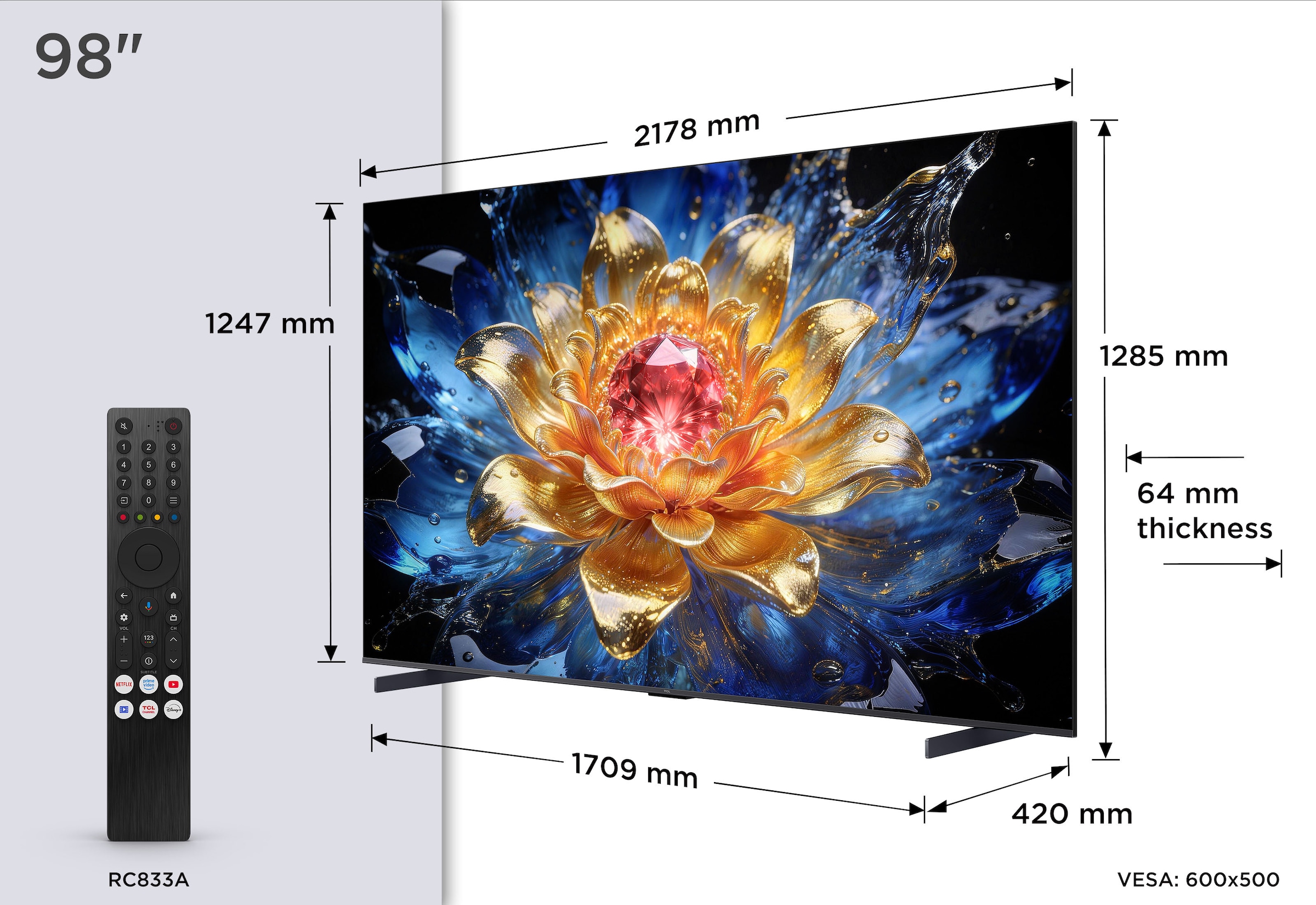TCL LED-Fernseher »98T8D« 248 cm/98 ″ Smart-TV