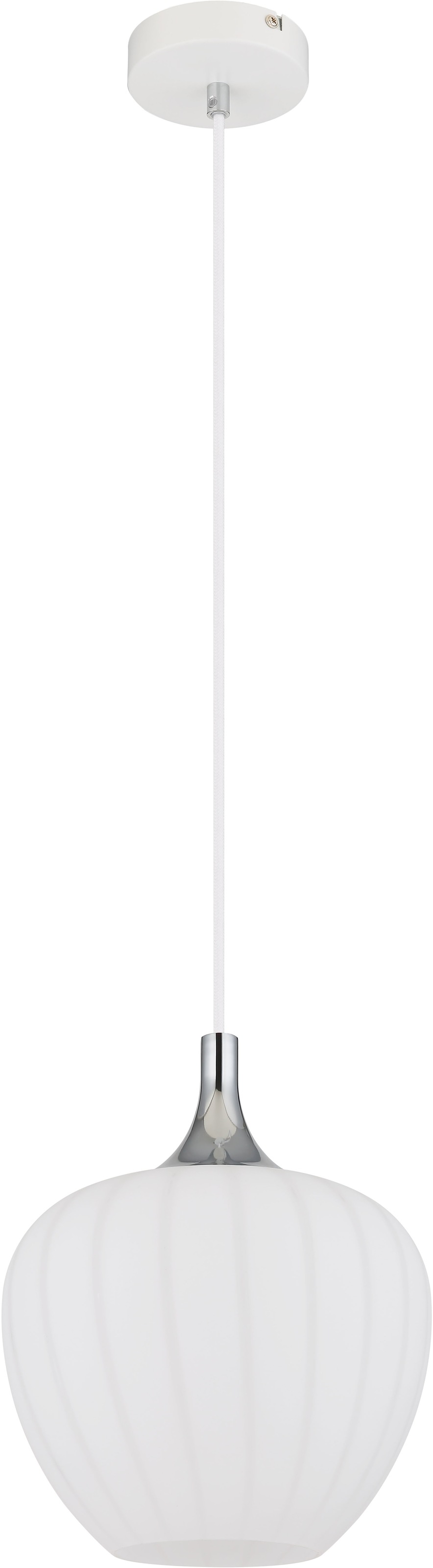 GLOBO LIGHTING Hängeleuchte »MAXY«, Leuchtmittel E27 | ohne Leuchtmittel, Hängelampe/Pendelleuchte/Glas opal/Glas Dekorillen/weiß/Höhe kürzbar