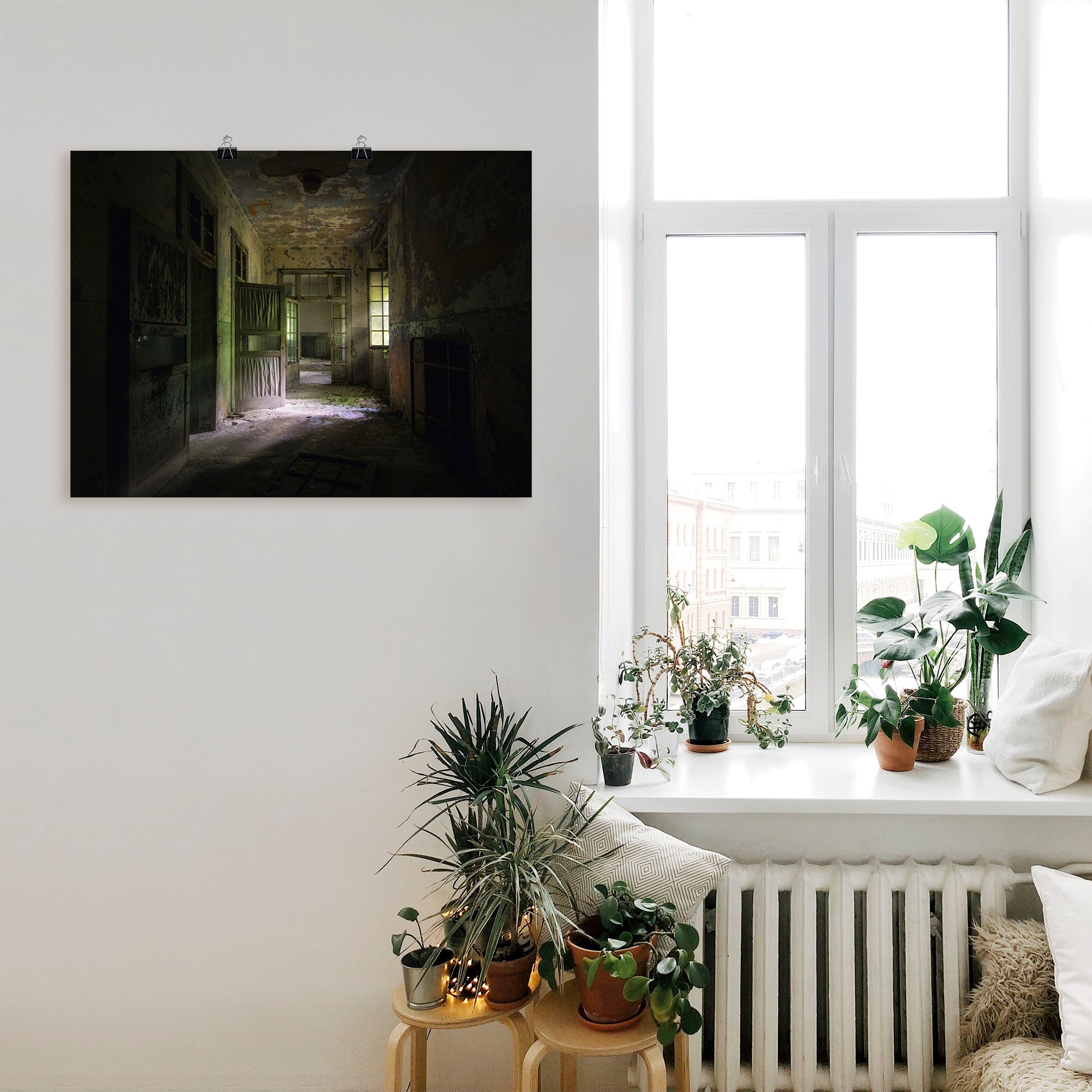 Artland Wandbild »Lost Place Düsterer Flur Türen Gang«, Fenster & Türen, (1 St.), als Alubild, Outdoorbild, Leinwandbild, Poster in verschied. Größen