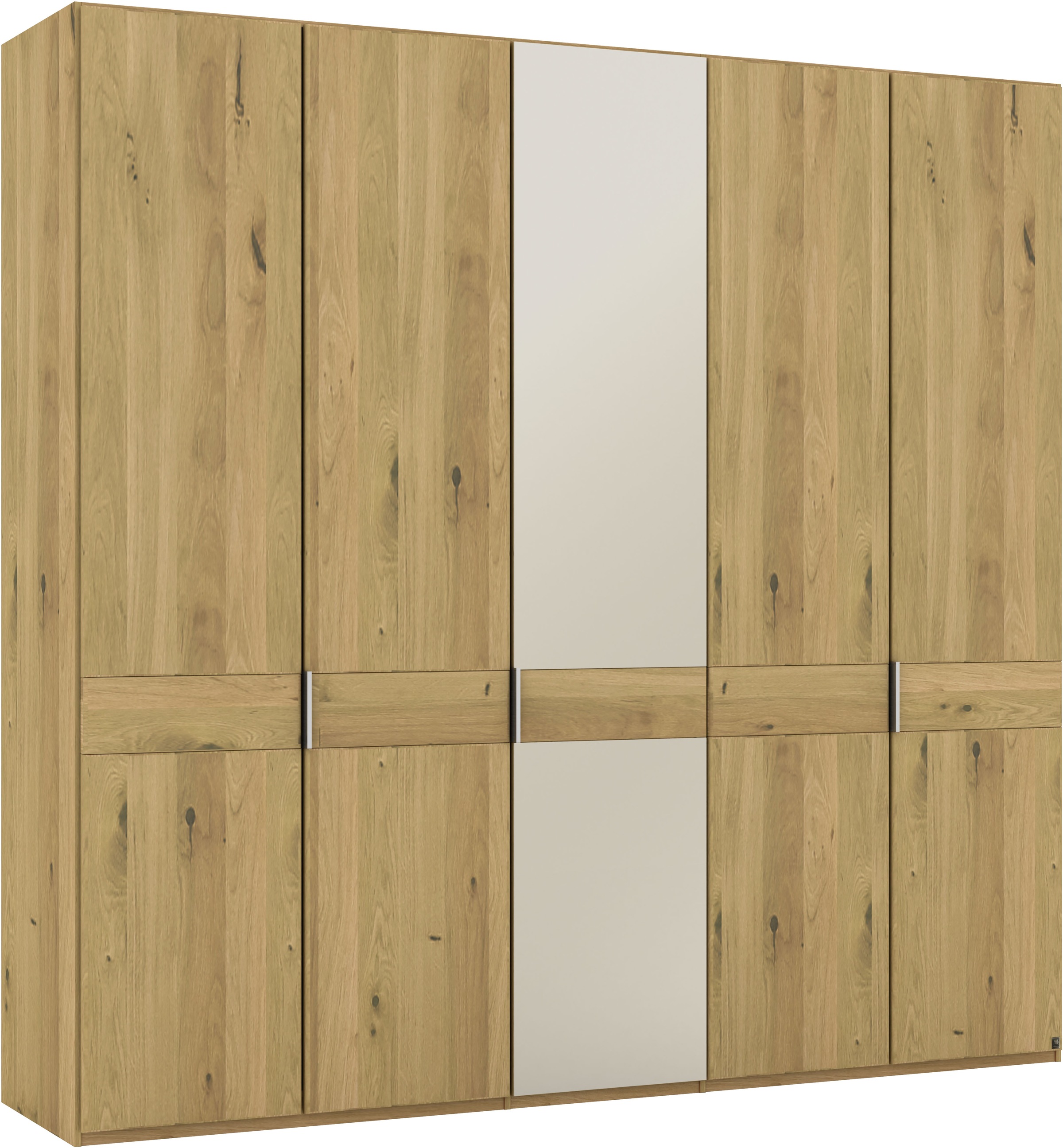 Musterring Drehtürenschrank »Savona, Kleiderschrank, Schrank, Garderobe, teilmassiv Eiche«, (mit Türdämpfern, mit Spiegel oder Glas, extra Böden, MADE IN GERMANY), Türen in Bianco-Eiche massiv, Spiegel-/Glastüren, verschiedene Größen