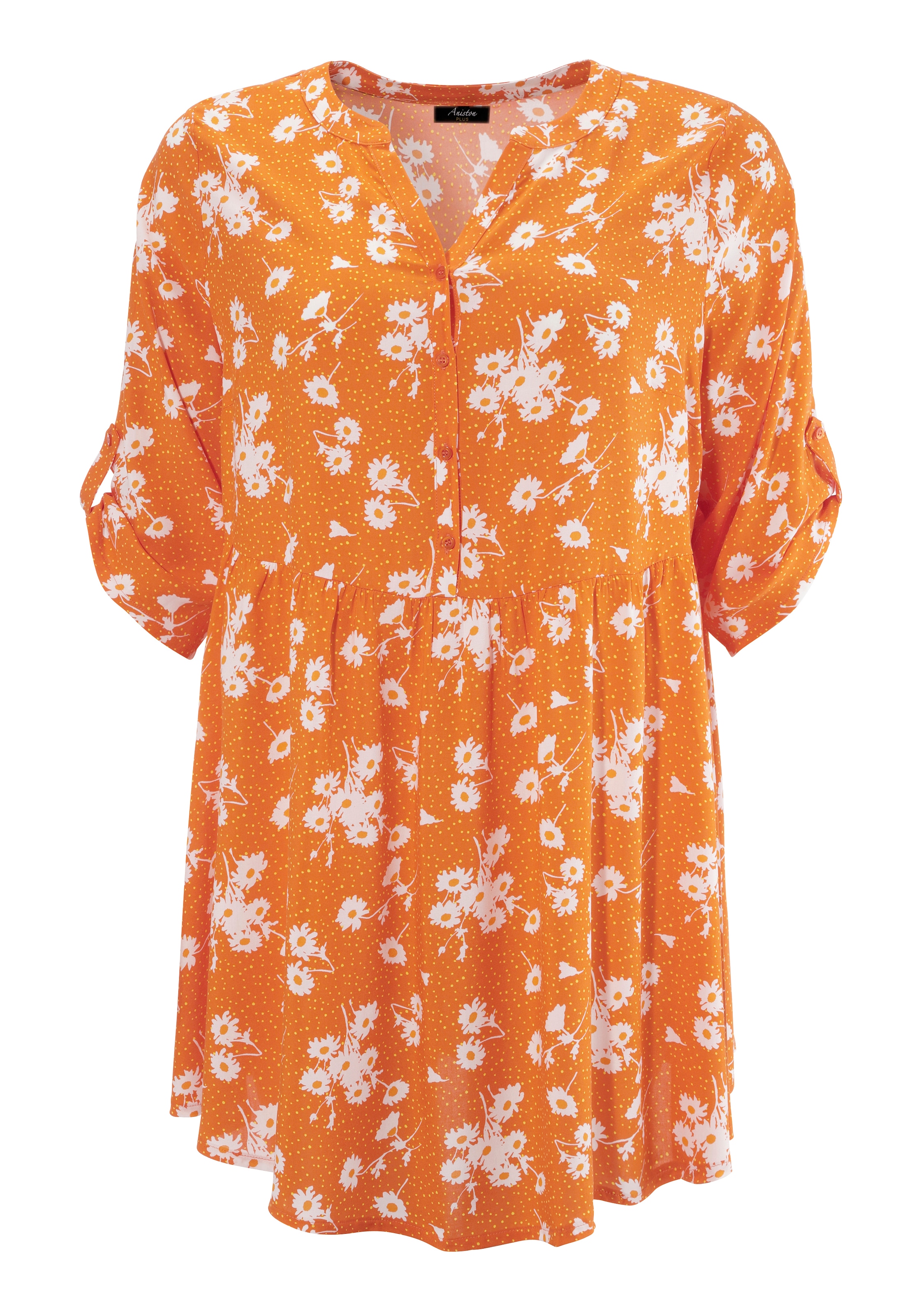Aniston PLUS Longbluse, mit Blumen und kleinen Pünktchen bedruckt