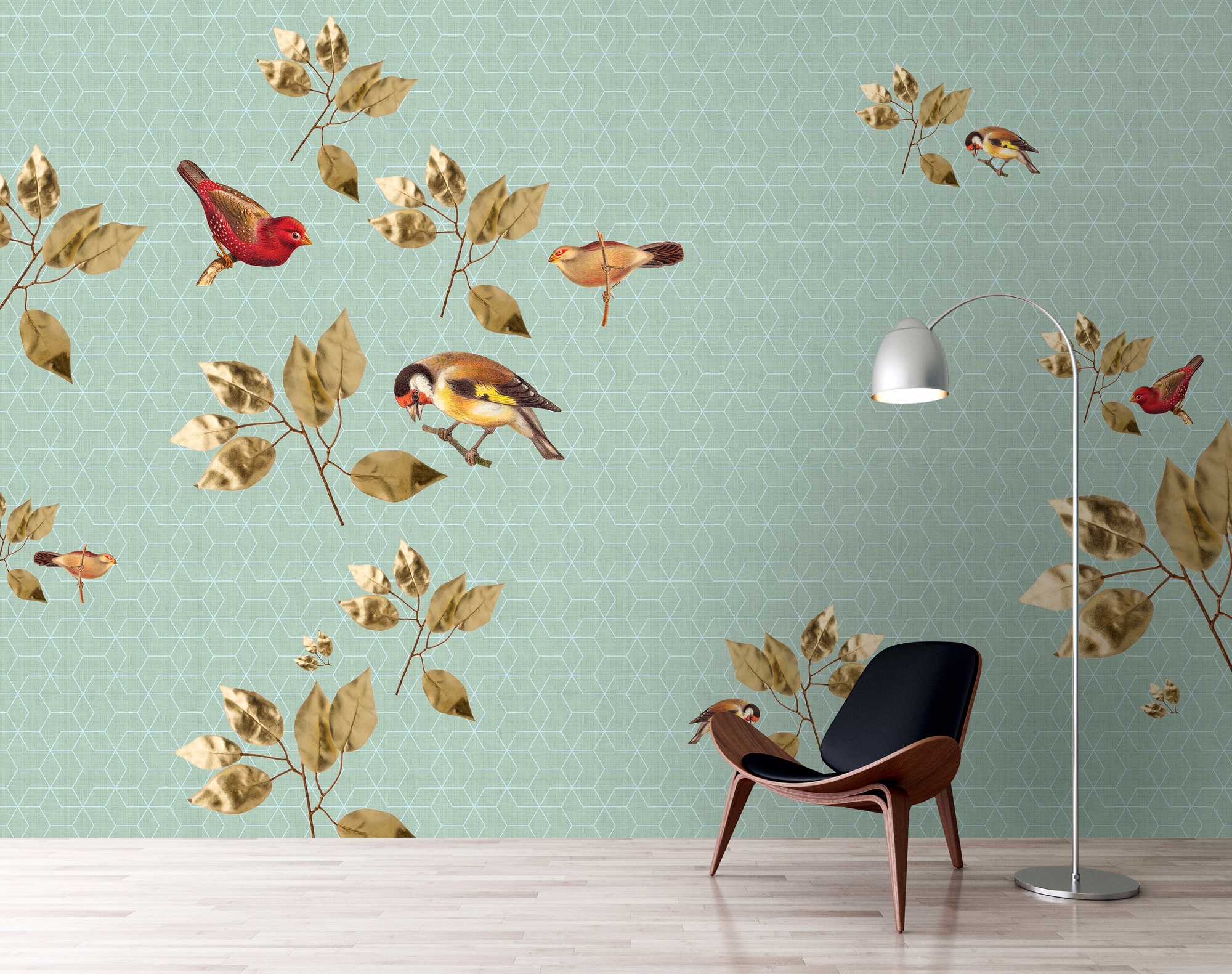 living walls Fototapete »Walls by Patel Brilliant Birds 2«, Vlies, Wand, Schräge