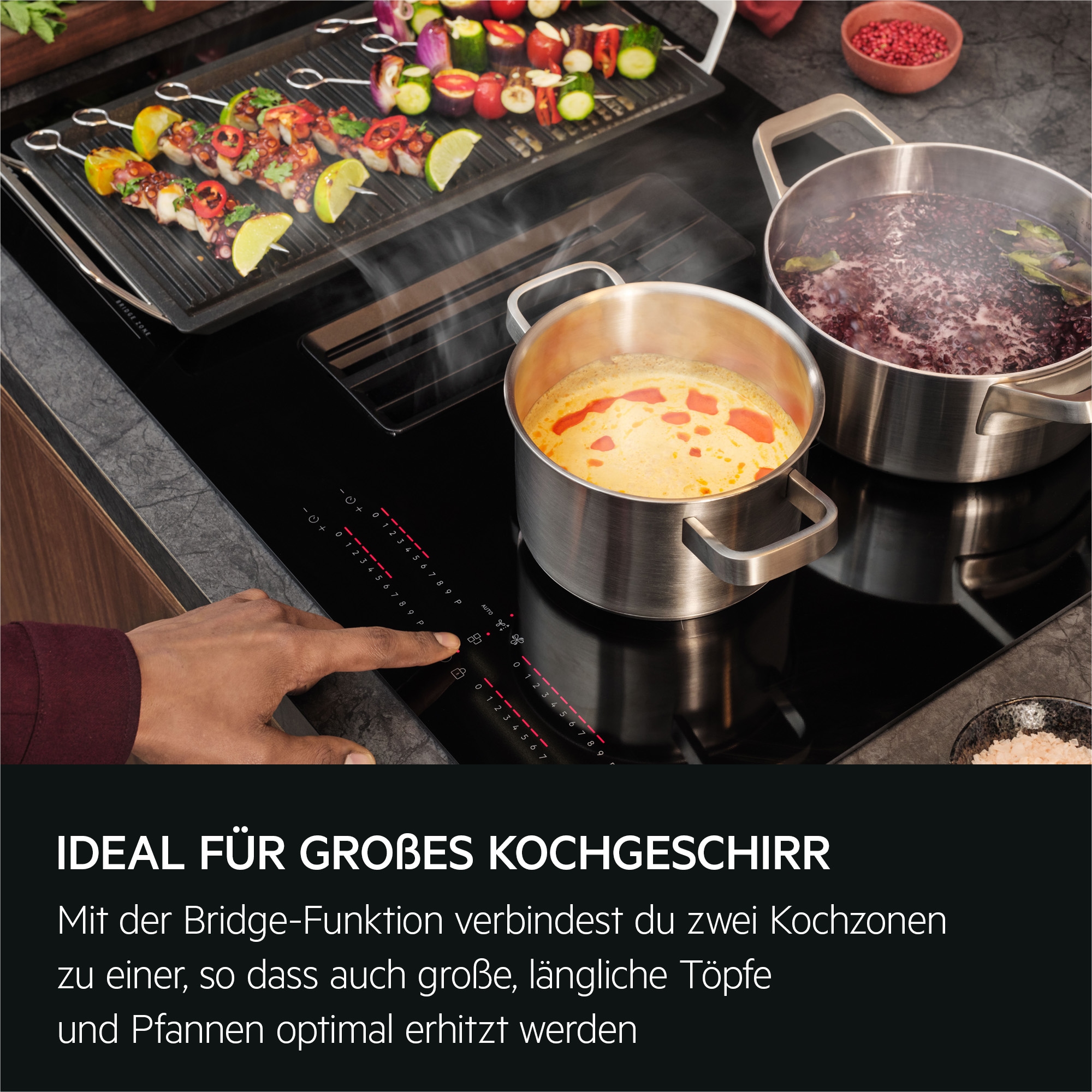 AEG Kochfeld mit Dunstabzug »TH84CB0FRB«, 4 individuell einstellbare Kochzonenregle