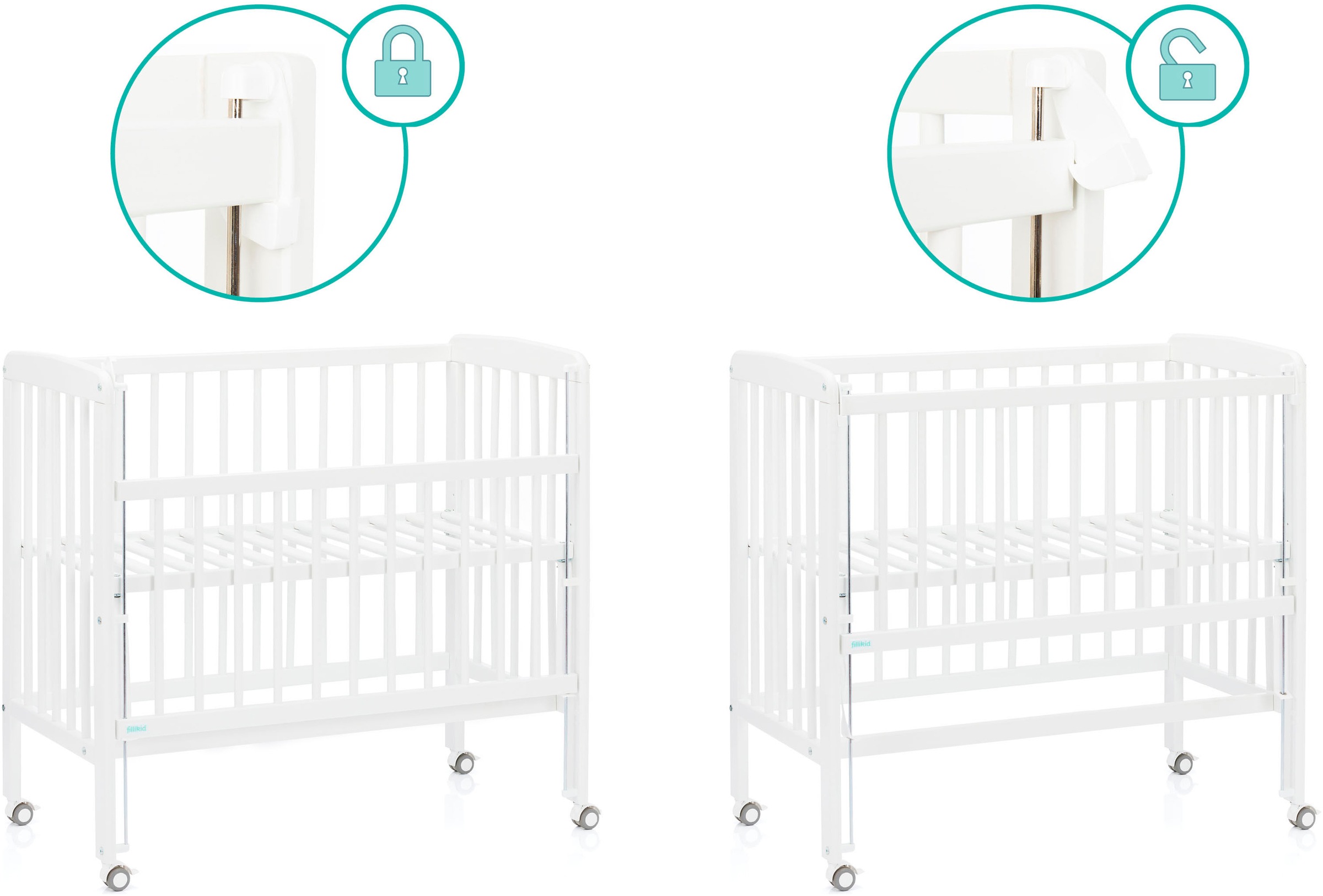 Fillikid Beistellbett »Nino«, inkl. Matratze; Made in Europe