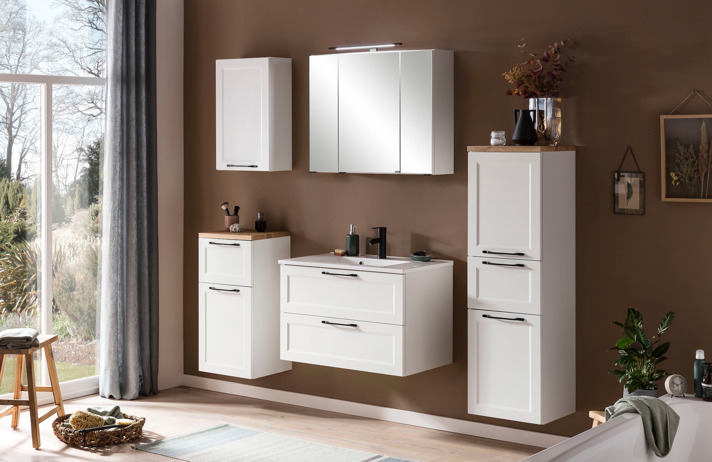 welltime Badmöbel-Set »Lana«, (Komplett-Set, 2 St.), Badezimmer-Set, 2-teilig, inkl. Waschbecken, 80 cm breit