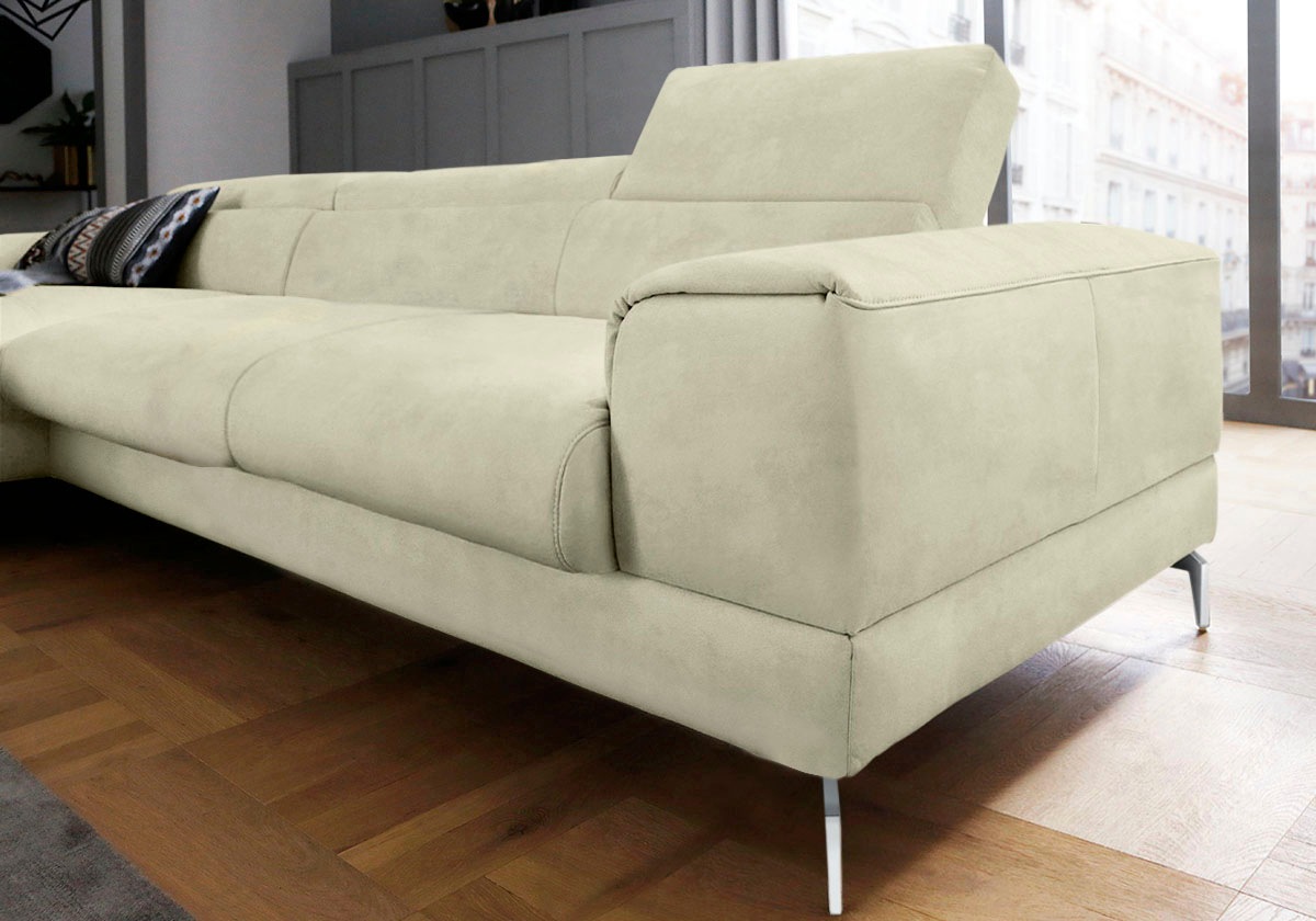 W.SCHILLIG Ecksofa »piedroo, Designsofa mit tollem Sitzkomfort, elegant und bequem, L-Form«, Kopfteilverstellung, wahlweise mit Sitztiefenverstellung, Breite 343cm