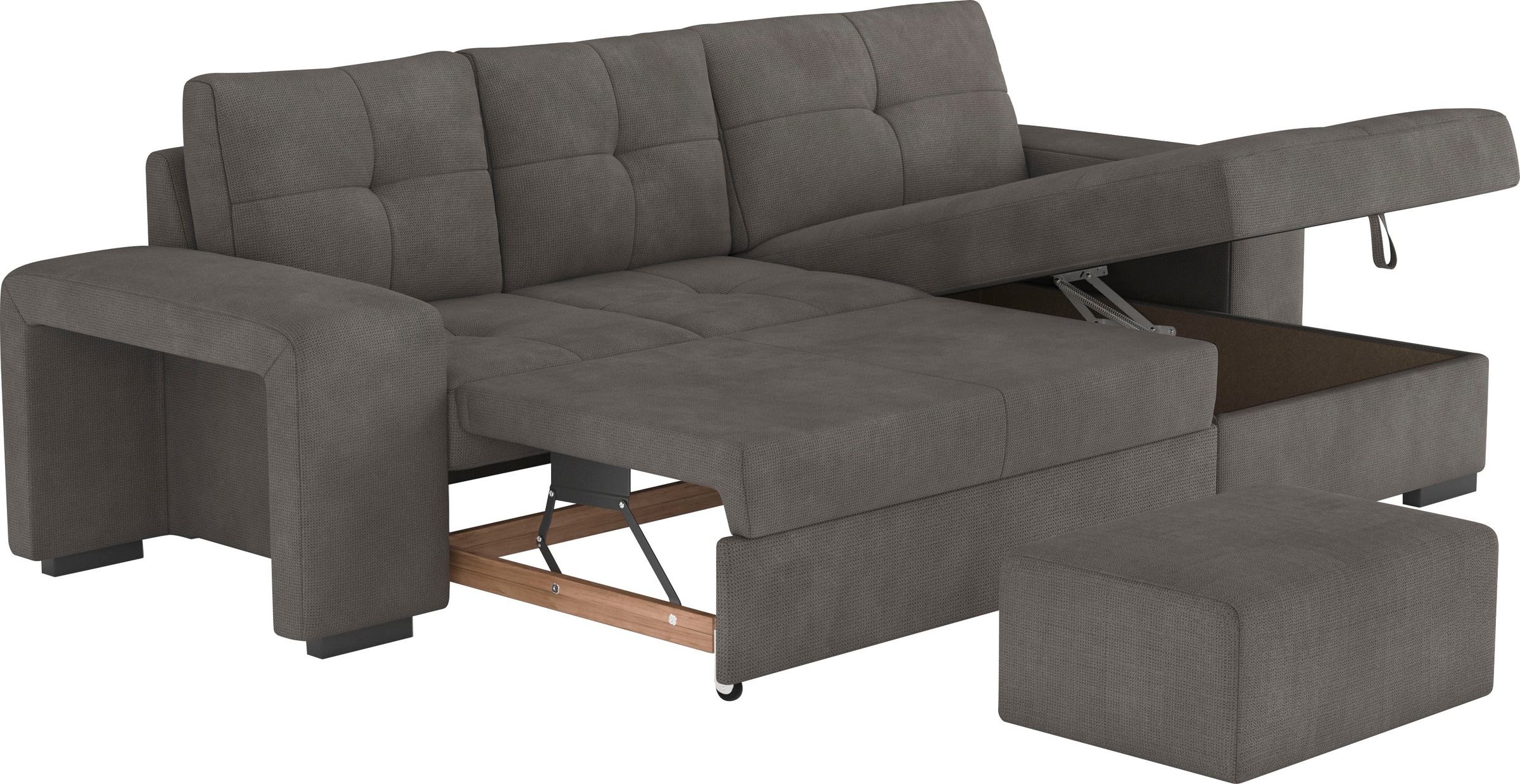 COTTA Ecksofa »Mattina L-Form«, inkl. Hocker, wahlweise mit Bettfunktion und Bettkasten