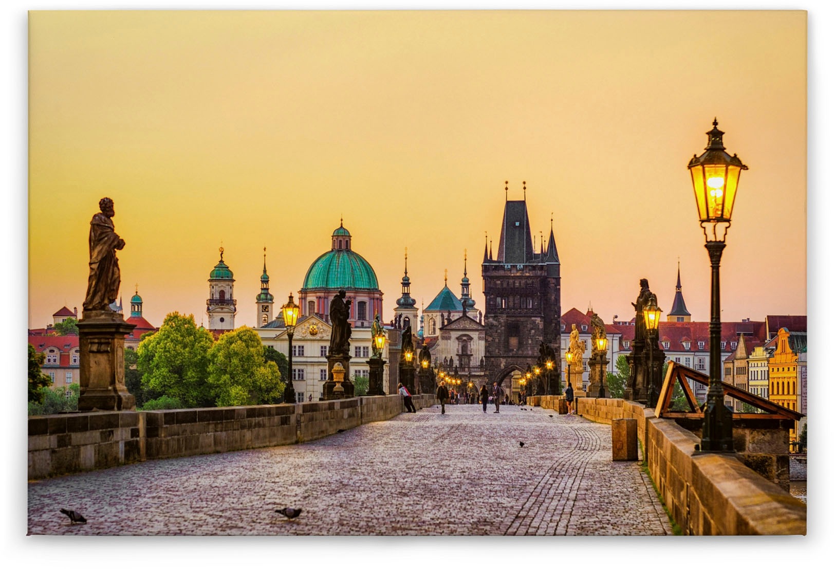 Bricoflor Leinwand Bild Mit Prag Motiv Gelbes Canvas Bild Mit Karlsbrücke I günstig online kaufen