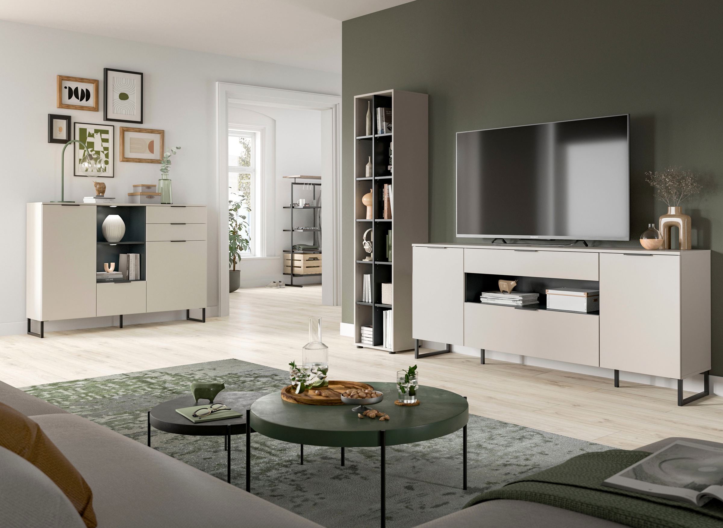 INOSIGN Wohnwand »ADIO, Breite 245 cm, 2-teiliges Set, mit Metall-Kufenfüße günstig online kaufen