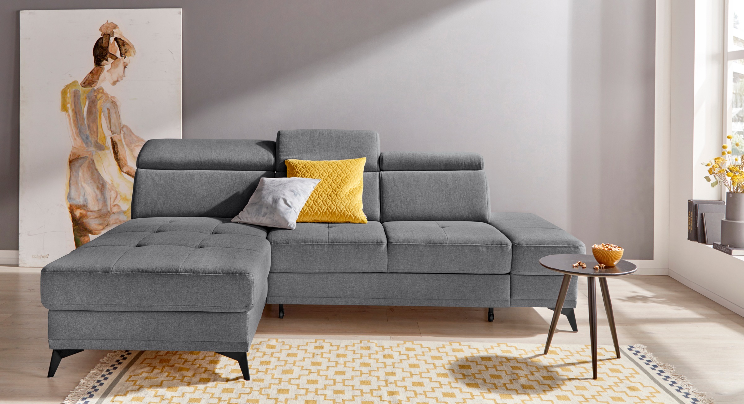 Home affaire Ecksofa »Cardiz L-Form« inkl.Kopfteilverstellung und Federkern günstig online kaufen