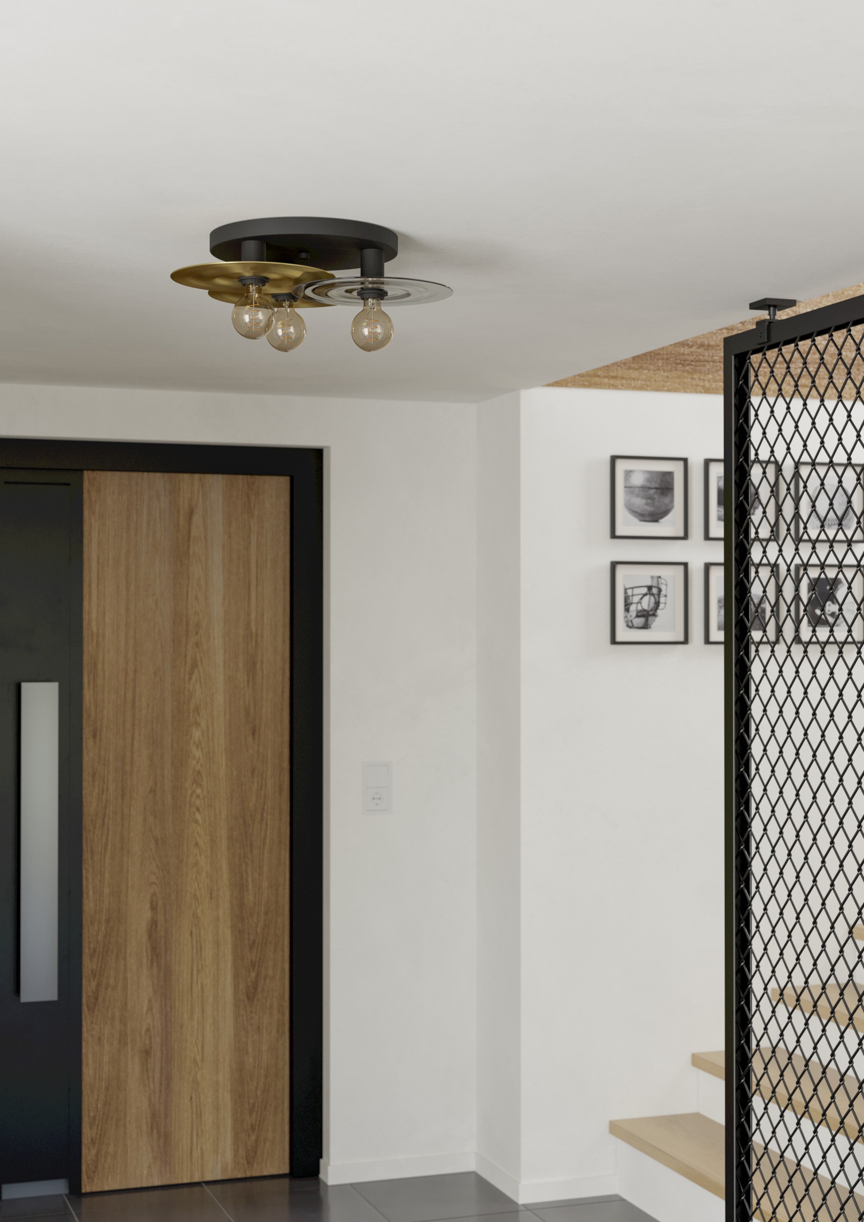 EGLO LED Deckenleuchte »LINTMILL Deckenlampe - Stahl - E27 - 3X40W - IP20« E27 1 Stk. Wohzimmerlampe, Esszimmerlampe, Flur, Schlafzimmer, H20 x Ø53 cm