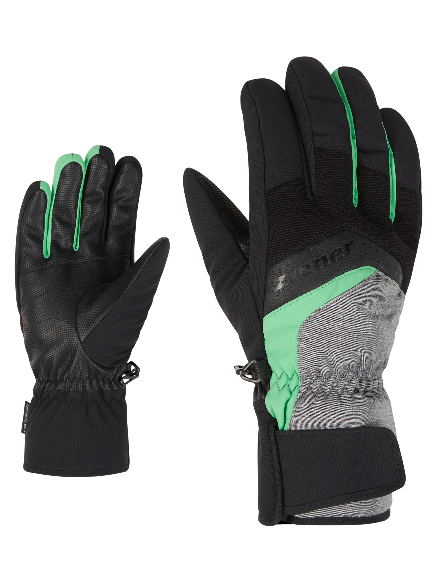 ZIENER Skihandschuhe »GABINO-Z glove man« dark melange.pale green 8 8 wasserabweisend und atmungsaktiv ganz ohne PFAS