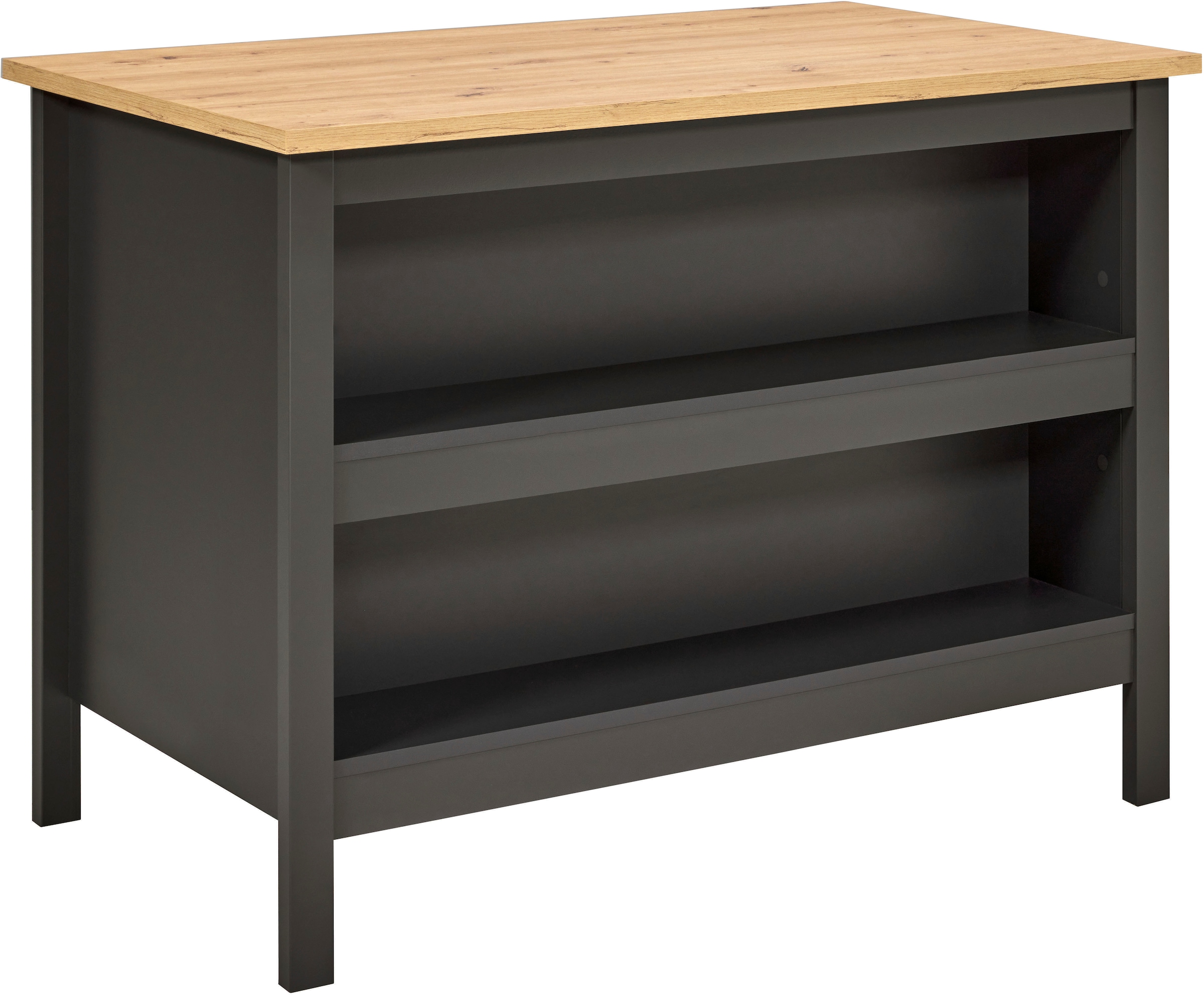 Inter Link Kücheninsel »Kücheninsel Piazza Nero« Schubladen, herausnehmbare Regalböden, Soft-Close, 124x75x91 cm