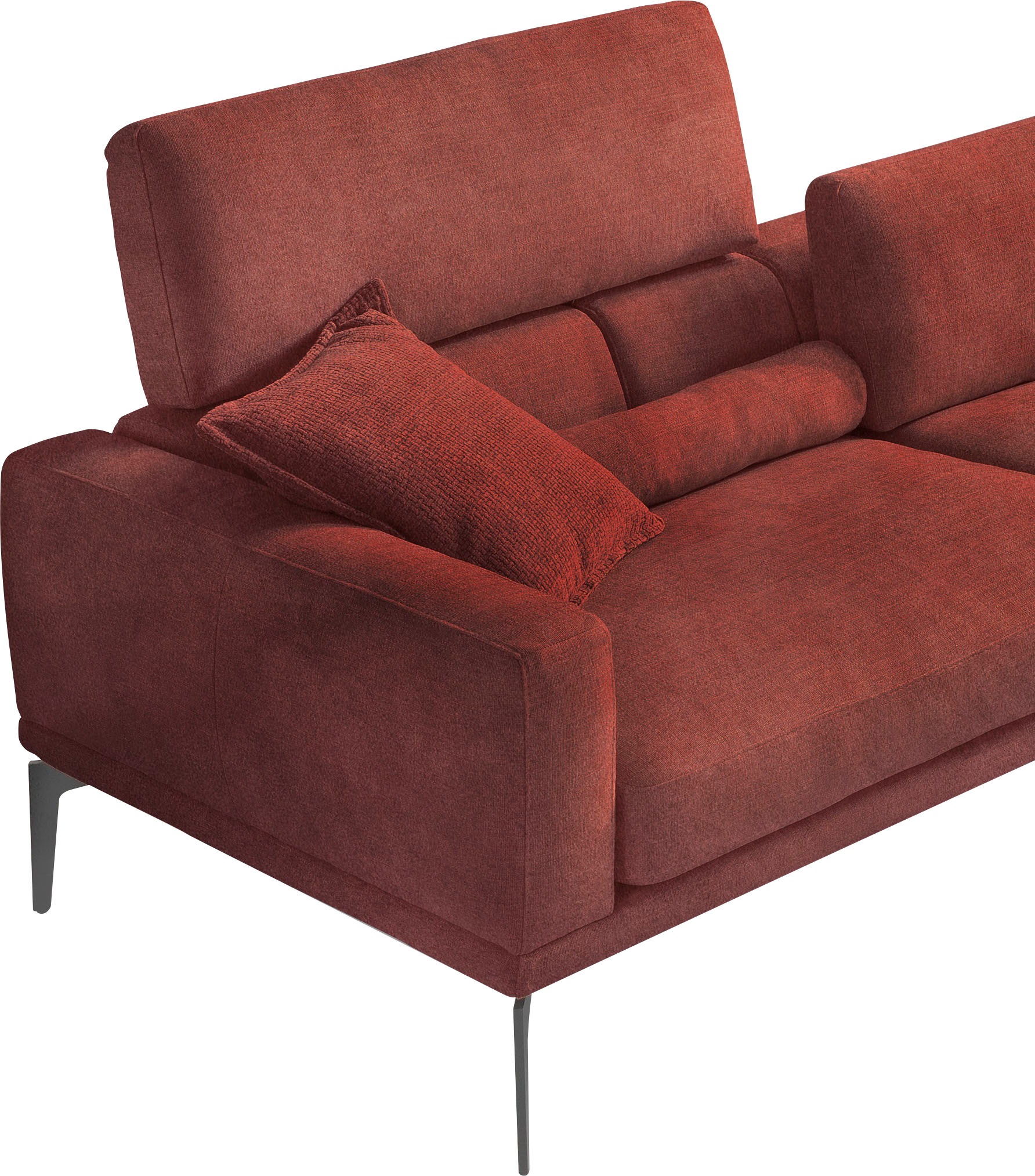 Egoitaliano Ecksofa »Masu, Design trifft sensationellen Sitzkomfort«, inkl. 2 Kissenrollen, Rückenelemente manuell verstellbar, Metallfüße