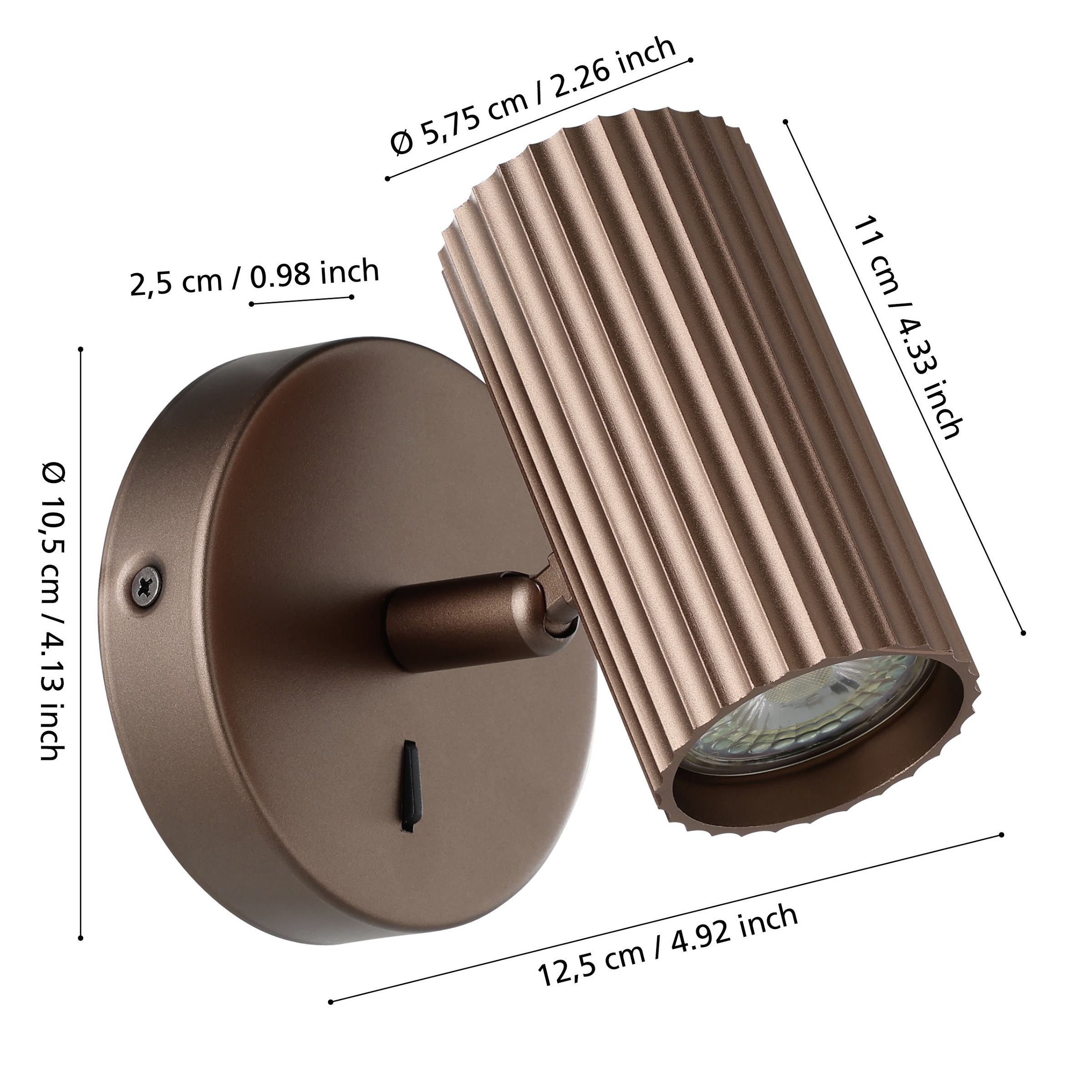 EGLO Wandleuchte »PORTILLO Wandlampe - Alu, Stahl - GU10 - 1X5W - IP20« GU10 1 Stk. Wandstrahler, Wandspot, Wohnzimmer, Flur, L10,5 x H11 x AL12,5 cm