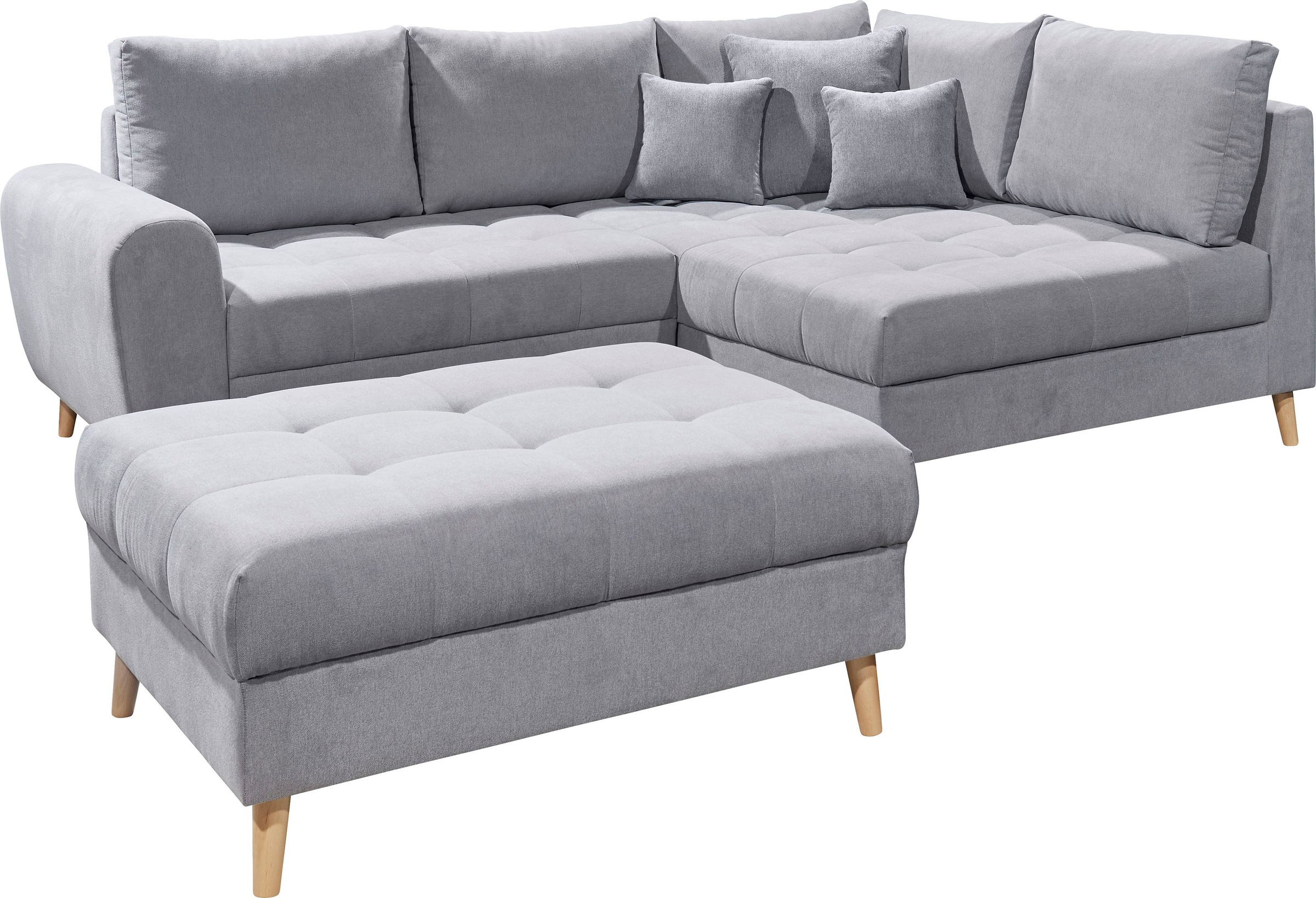 ED EXCITING DESIGN Ecksofa »Alice L-Form« mit Hocker & 3 Zierkissen günstig online kaufen