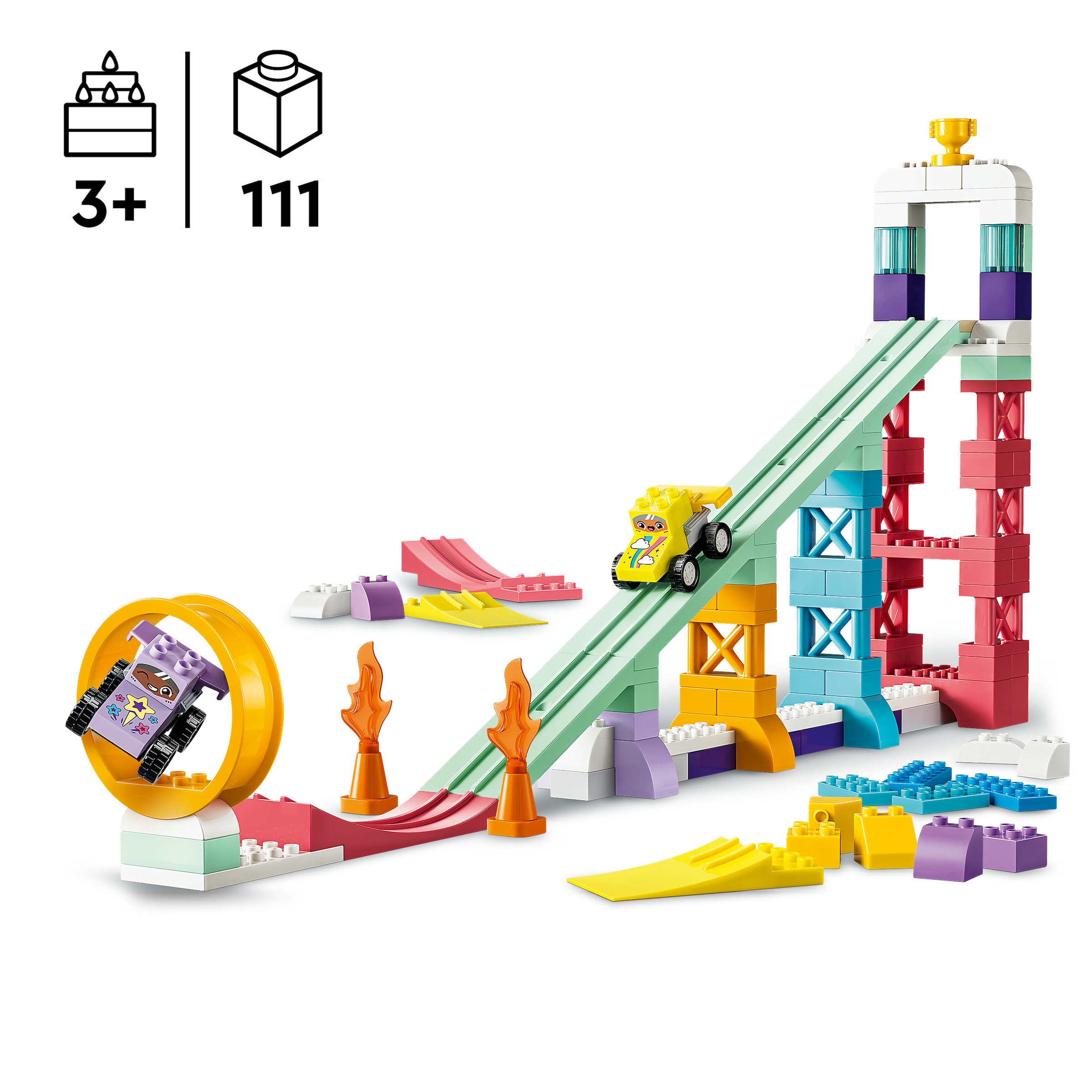 LEGO® Konstruktionsspielsteine »Kreative Sprungschanzen mit kleinen Flitzern 3-in-1-Set (10478)« LEGO DUPLO Town; Made in Europe