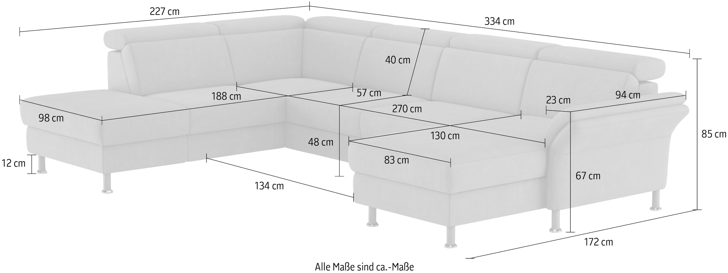 Home affaire Wohnlandschaft »Calypso U-Form«, wahlweise mit motorischer Relaxfunktion