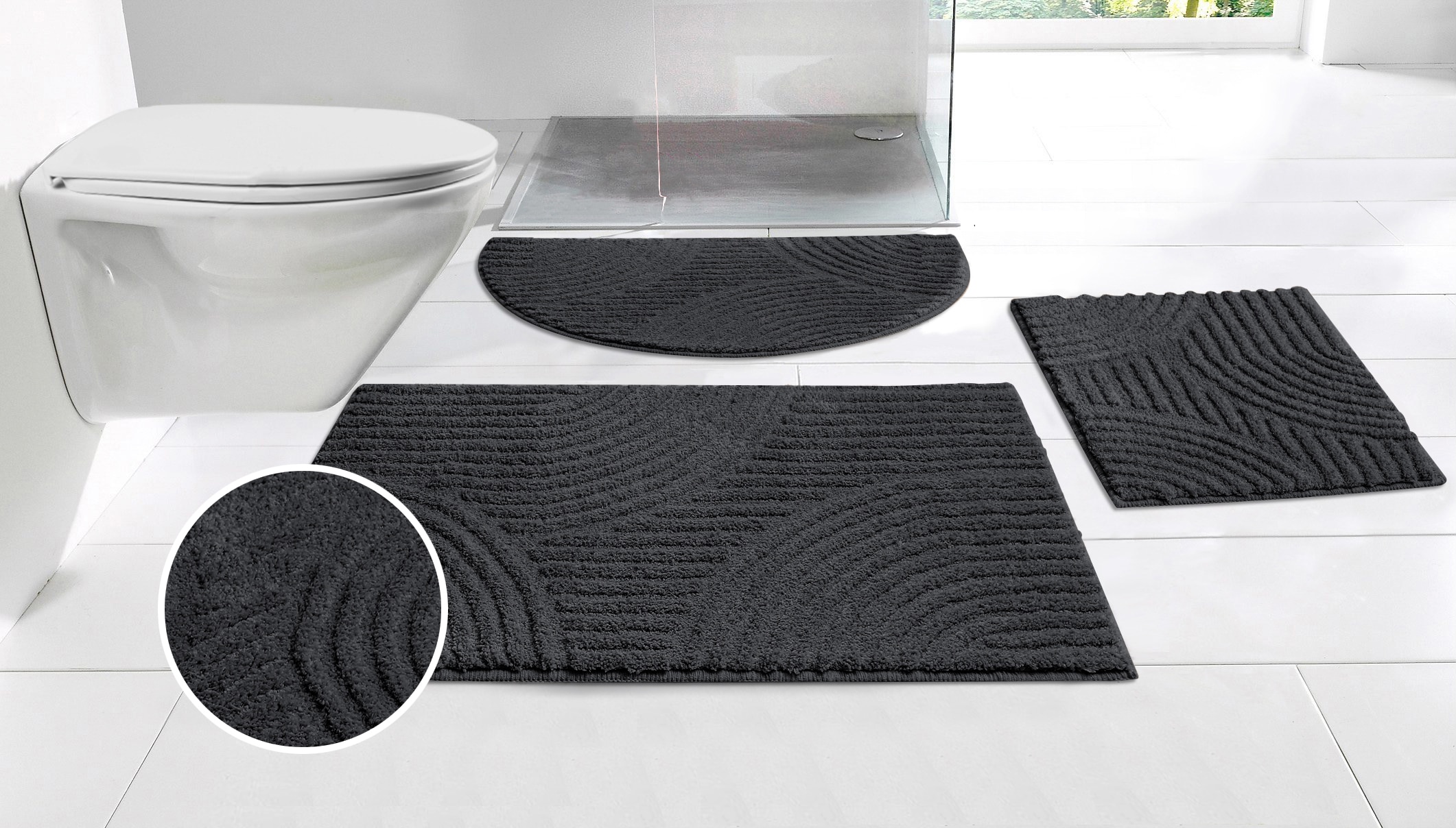 MY HOME Badematte »Ognon, Scandi, Boho, modernes Muster« Höhe 15 mm rutschhemmend beschichtet fußbodenheizungsgeeignet schnell trocknend...