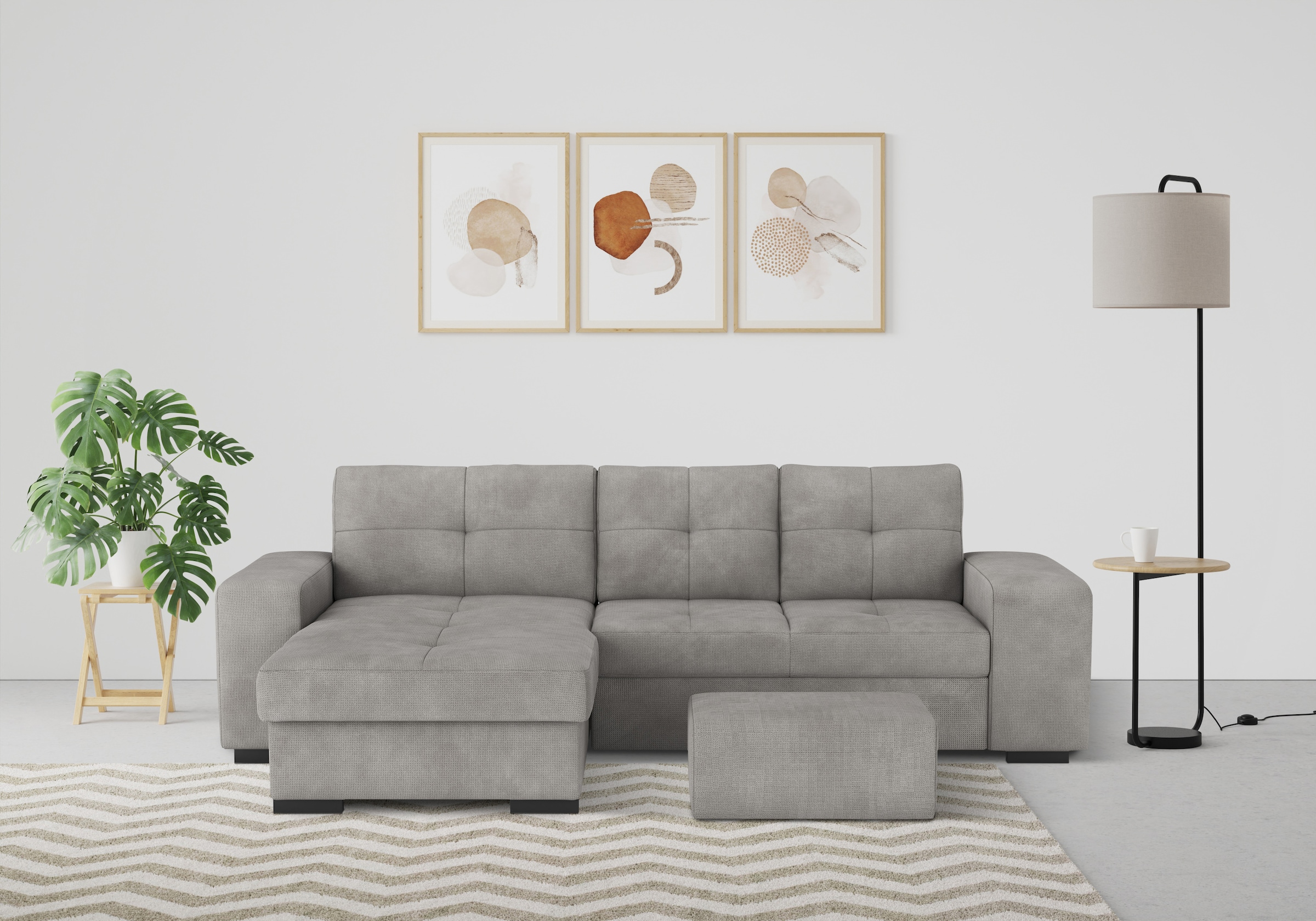 COTTA Ecksofa »Mattina L-Form«, mit Hocker, wahlweise mit Bettfunktion & Be günstig online kaufen