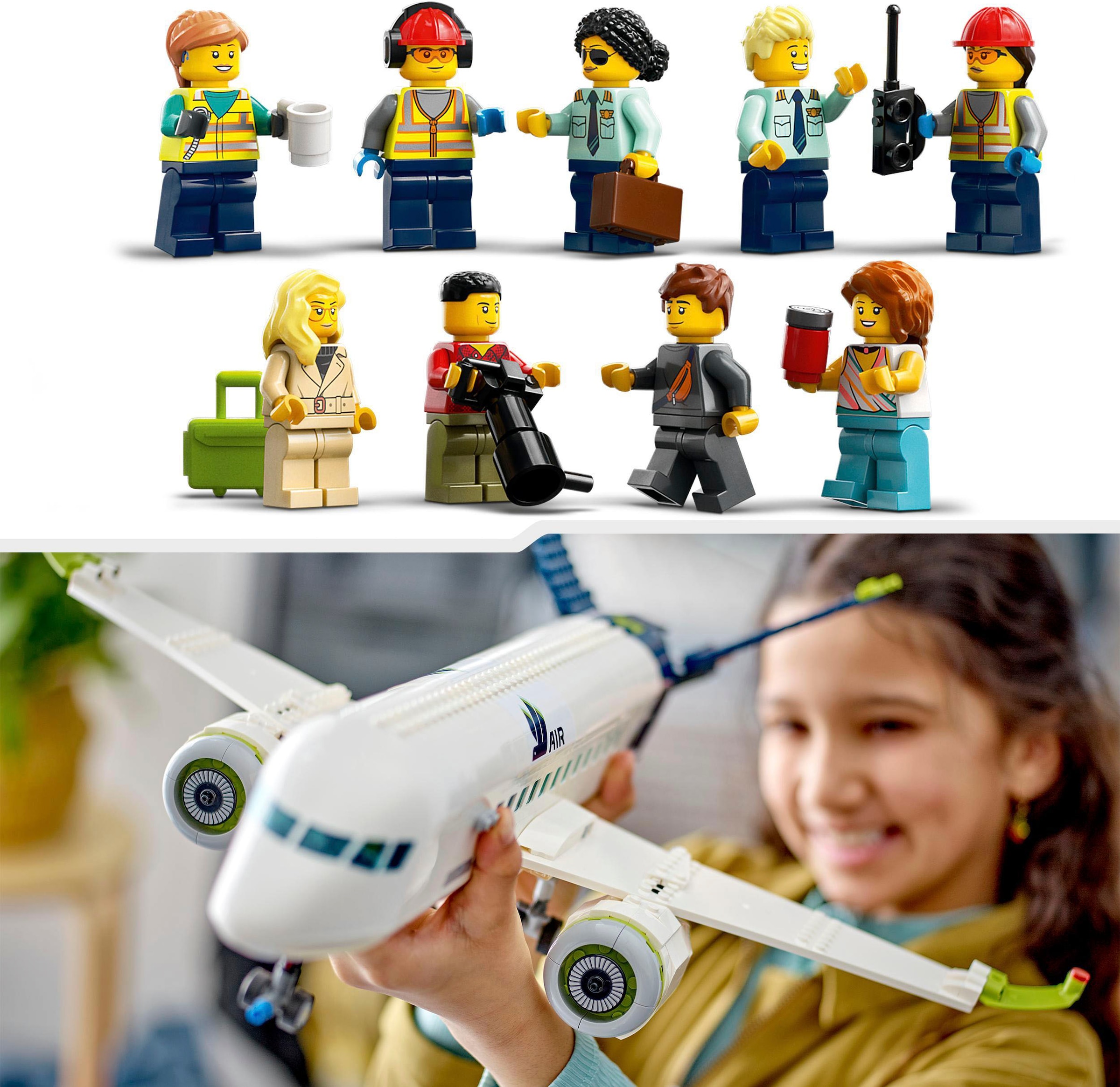 LEGO® Konstruktionsspielsteine »Passagierflugzeug (60367), LEGO® City«, (913 St.), Made in Europe