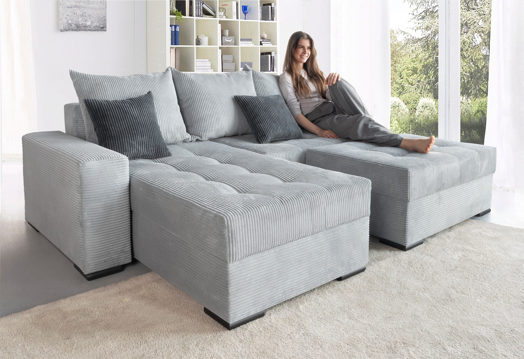 COLLECTION AB Ecksofa »Josy L-Form«, mit Bettfunktion und Bettkasten, Federkern