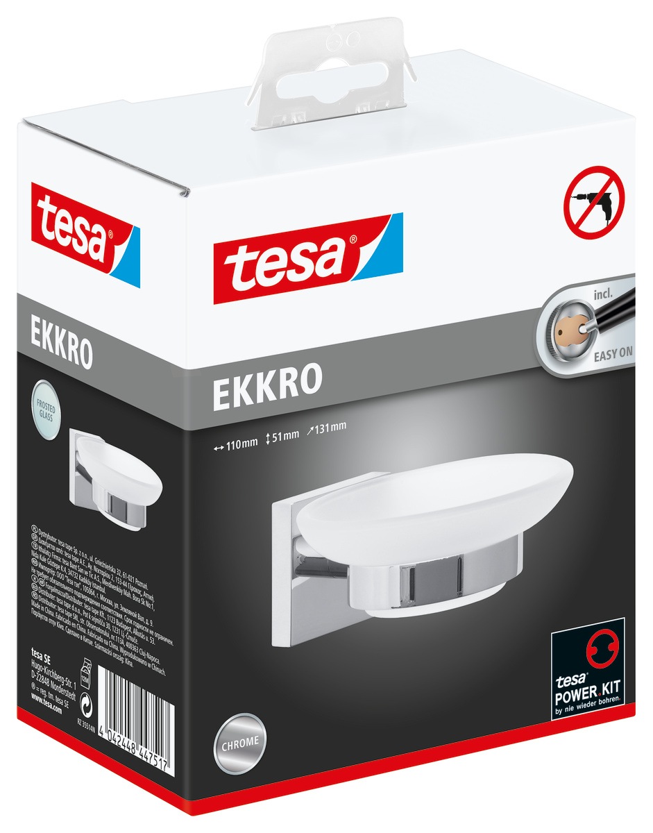 tesa Seifenspender »1x tesa ekkro Seifenschale« chrom-weiß 13,1 cm : 11 cm günstig online kaufen