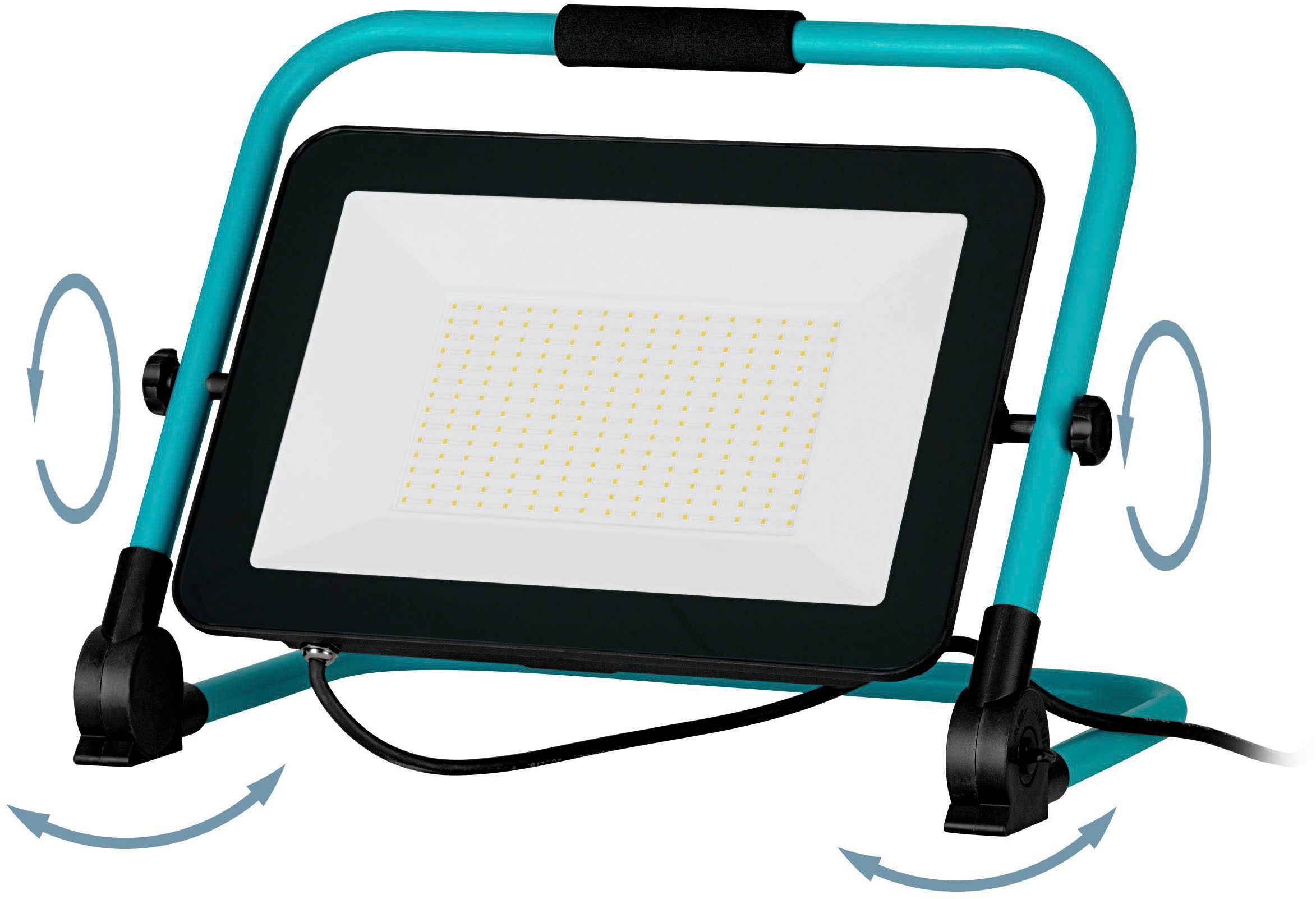 EGLO LED Wandstrahler »Avelar Strahler, tragbare Arbeitsleuchte, Arbeitsscheinwerfer, IP65« LED-Modul 1 Stk. Neutralweiß Stehleuchte - L36 x B22 x H38 cm - schwarz, türkis - 150W inkl.