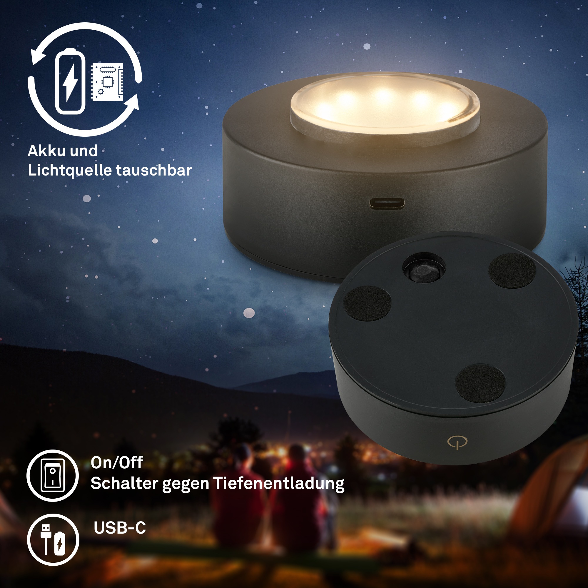 Briloner Leuchten LED Außen-Tischleuchte »SUNORA« LED-Board 2 Stk. Warmweiß kabellos 15 x 11 cm Blau 2W Wohnzimmer Flur Outdoor Aussen 2er-Set