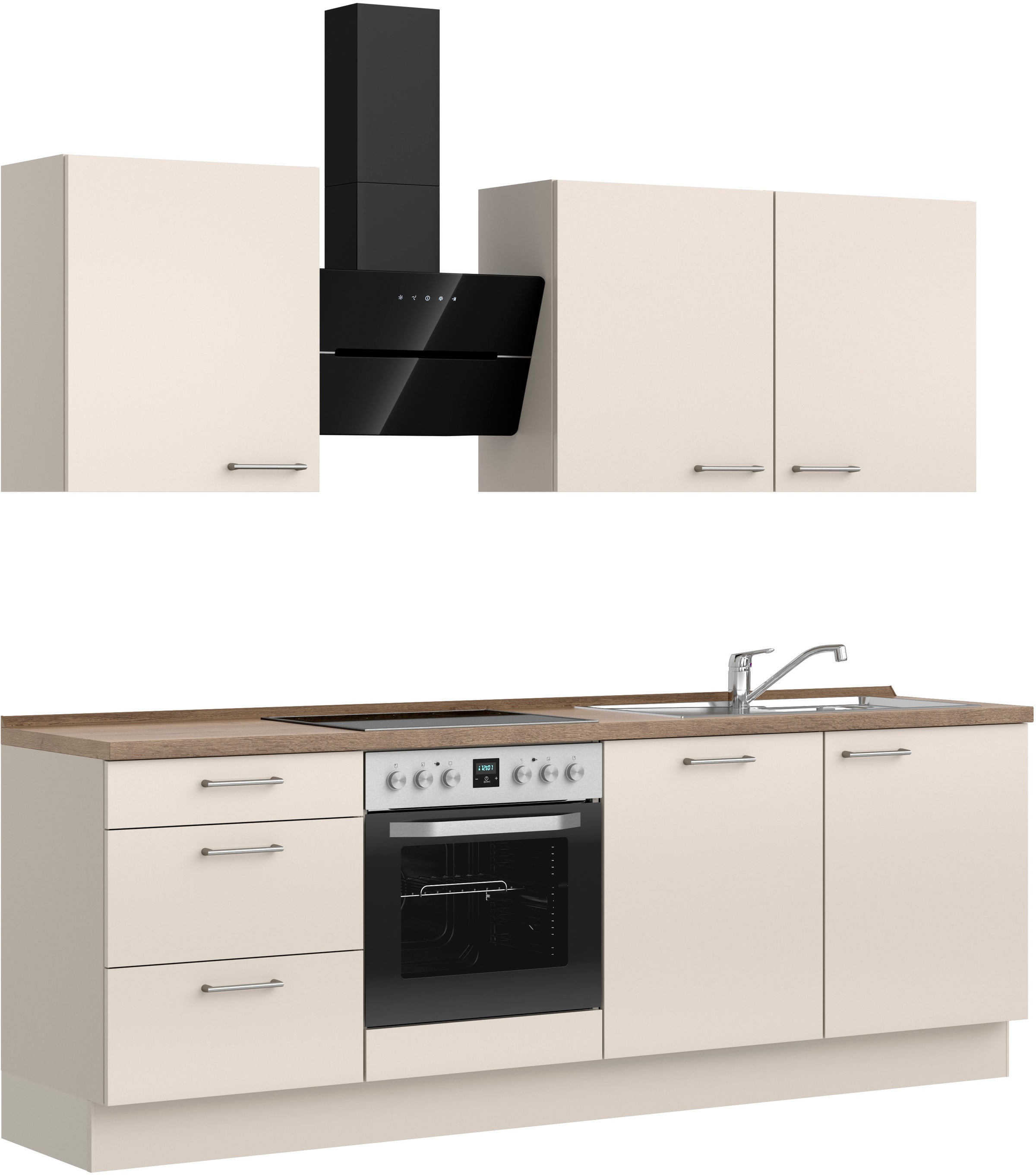 nobilia® Küchenzeile »"Laser II", Ausrichtung wählbar, Breite 240 cm« vormontiert, wahlw. mit unterschiedlichen E-Geräten-Sets