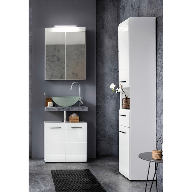 trendteam Badmöbel-Set »Skin«, (Set, 3 St.), Spiegelschrank mit  LED-Beleuchtung, Hochschrank und Waschbeckenschrank im Online-Shop  bestellen