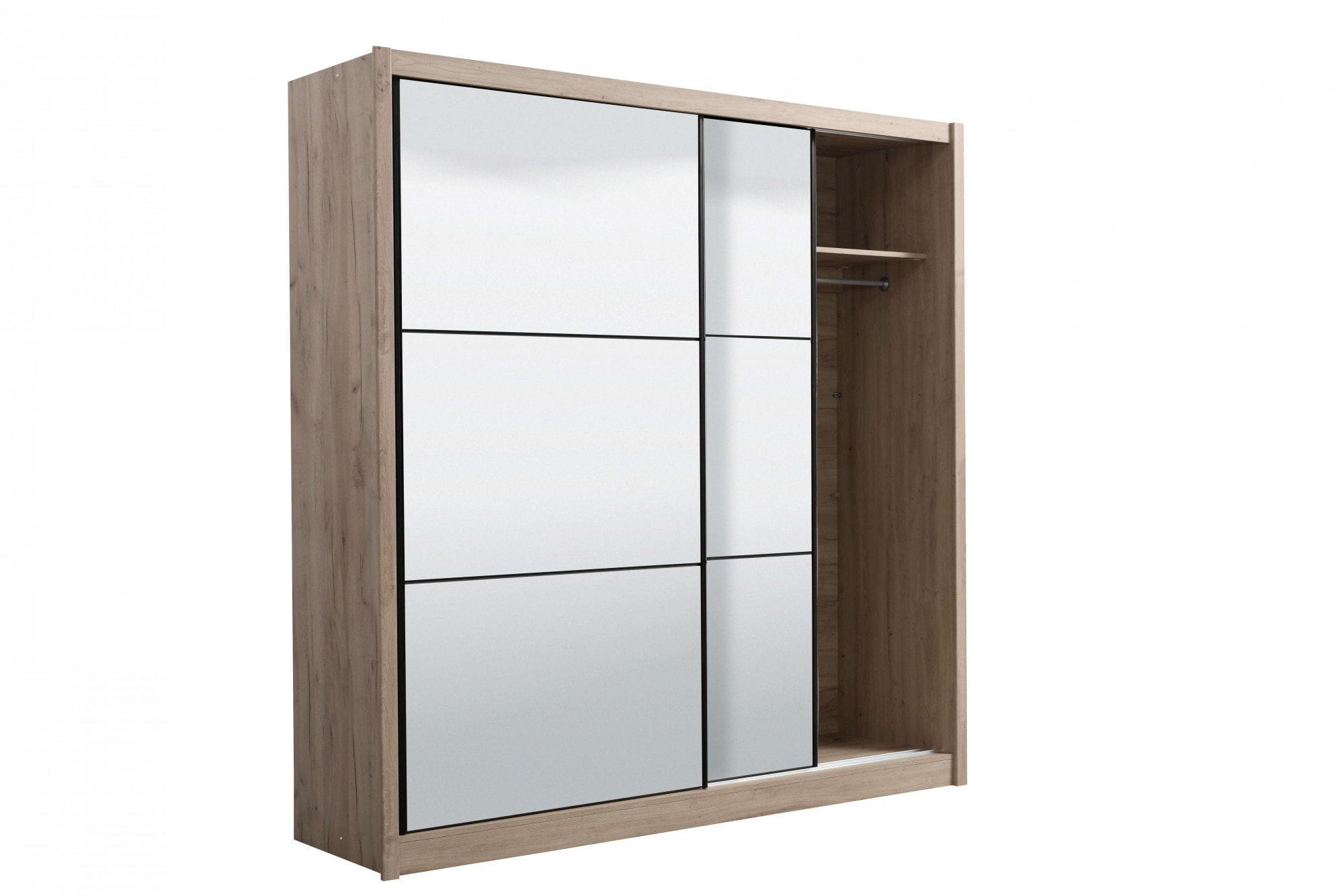 INOSIGN Schwebetürenschrank »Navara Kleiderschrank mit Spiegel Wäscheschrank«, mit kompletter Spiegelfront, FSC®-zertifiziert, 213,5x215,5x61cm