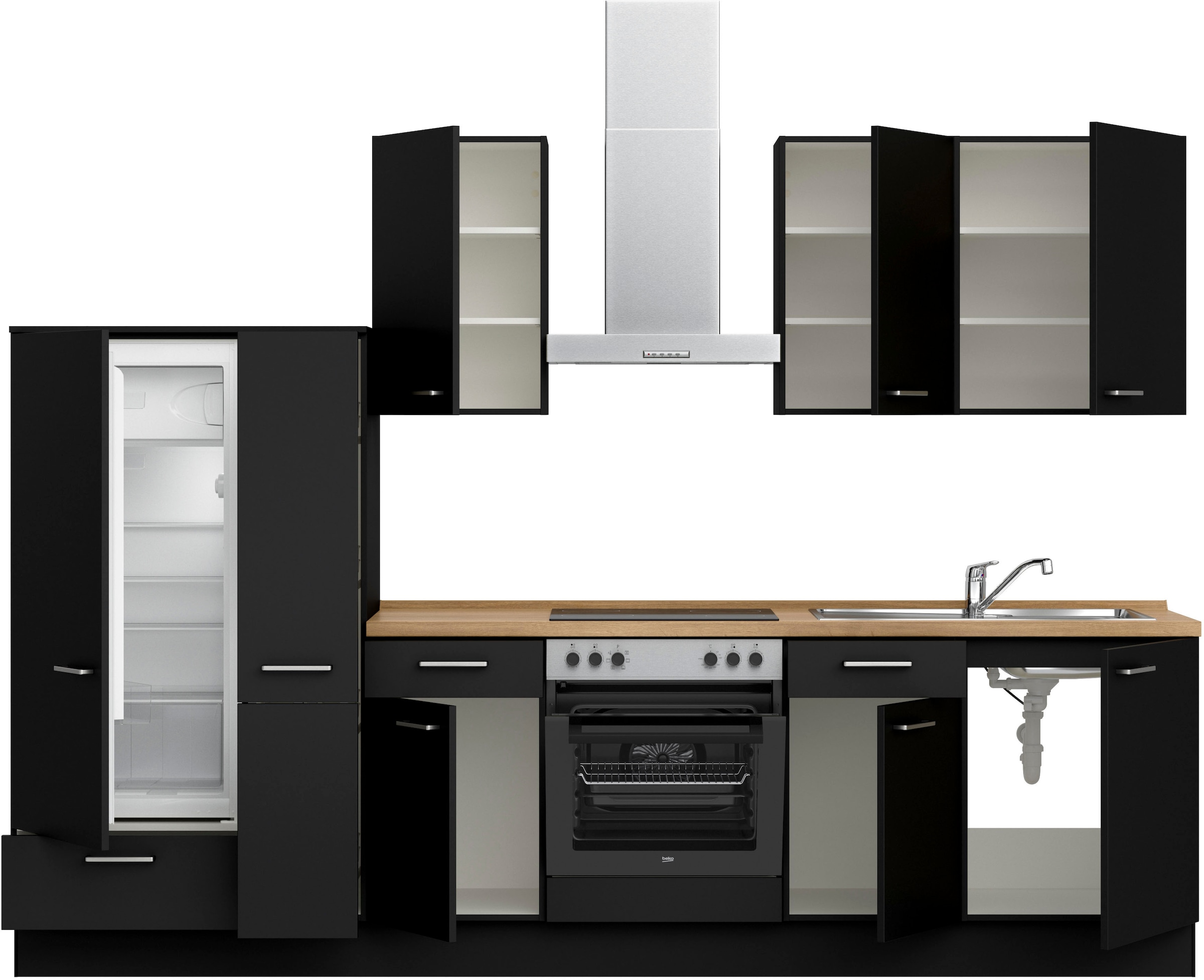 nobilia® Küchenzeile »"Touch I"« vormontiert, Ausrichtung wählbar, Breite 300 cm, wahlw. mit E-Geräten