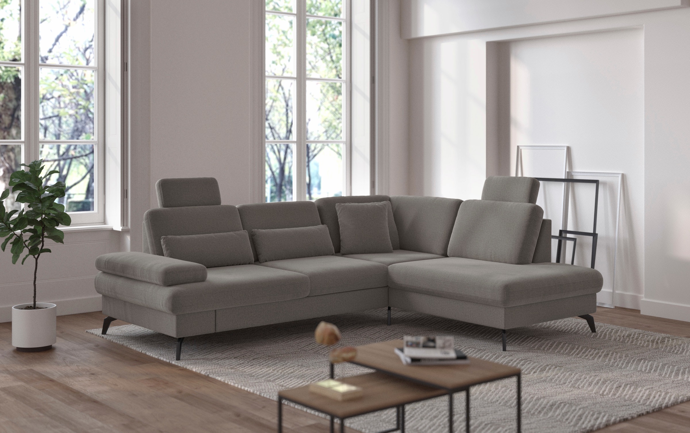 sit&more Ecksofa »Morris L-Form, inkl. Sitztiefenverstellung«, wahlweise mit Armteilverstellung, Bettfunktion & Bettkasten