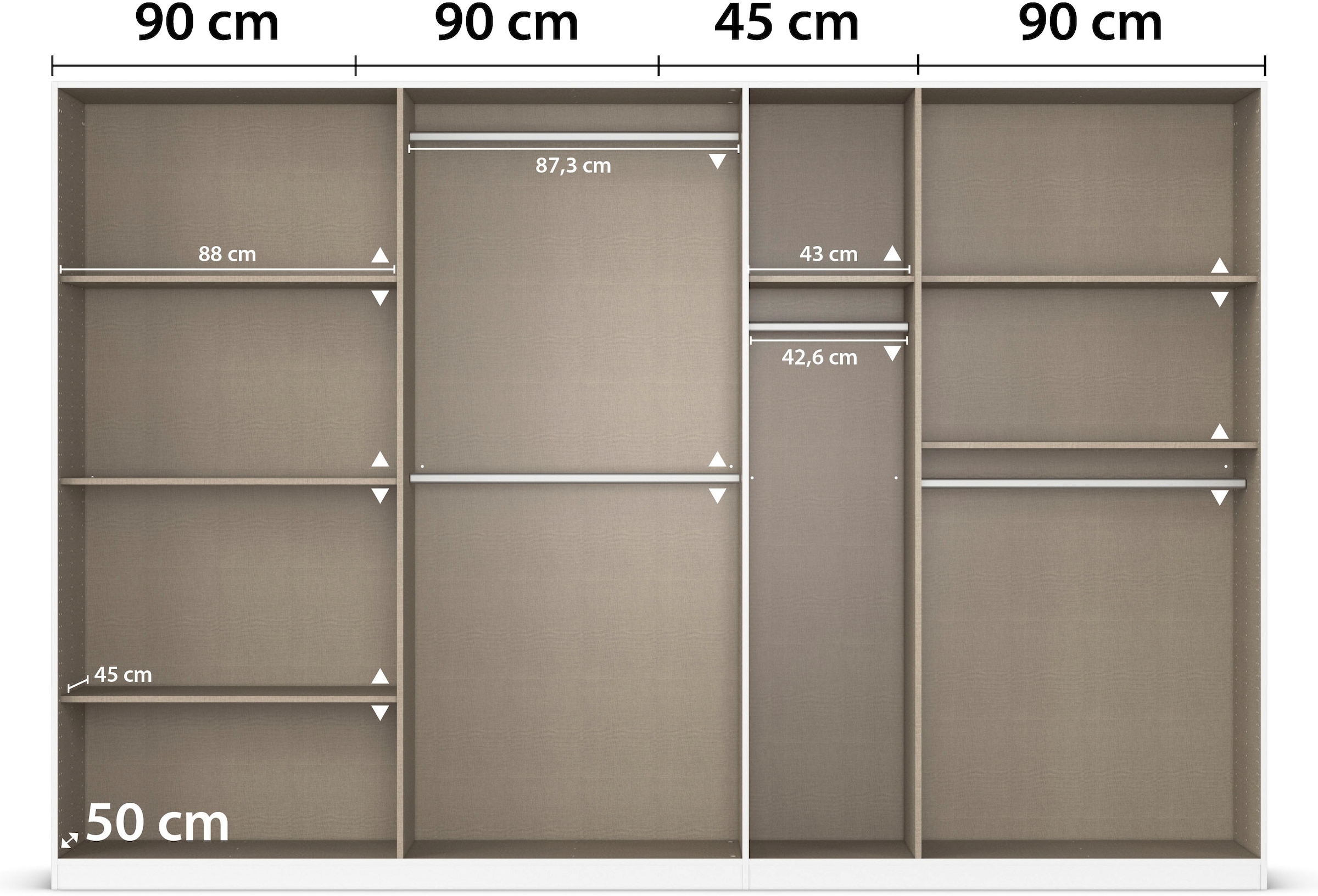 rauch Drehtürenschrank »Kleiderschrank Kleiderschränke Schrank Garderobe AGORDO mit Glasfront«, (in zwei Griff-Farben), durchdachte Innenausstattung, in 6 Breiten und 2 Höhen MADE IN GERMANY