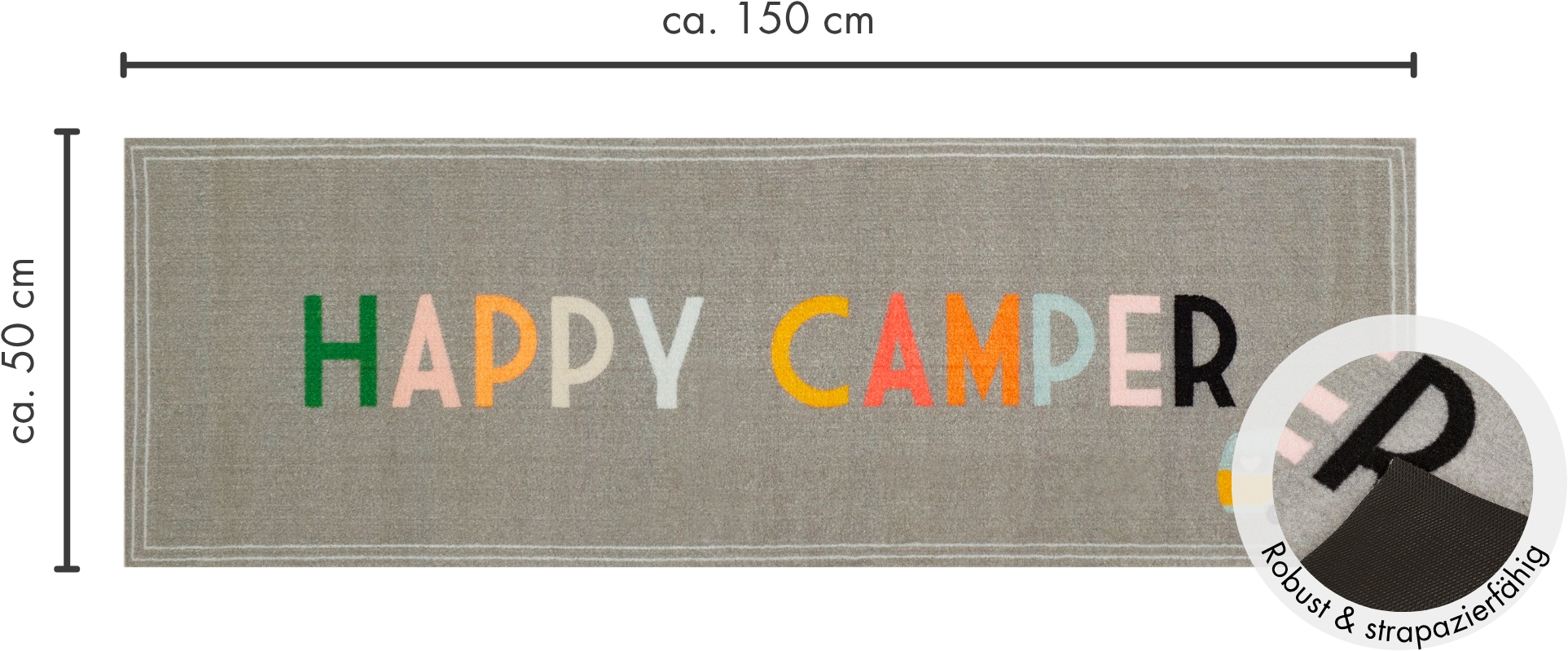 my home Läufer »Camping«, rechteckig, 8,5 mm Höhe, mit Schriftzug, ideal für Camper & Wohnwagen, In- und Outdoor geeignet