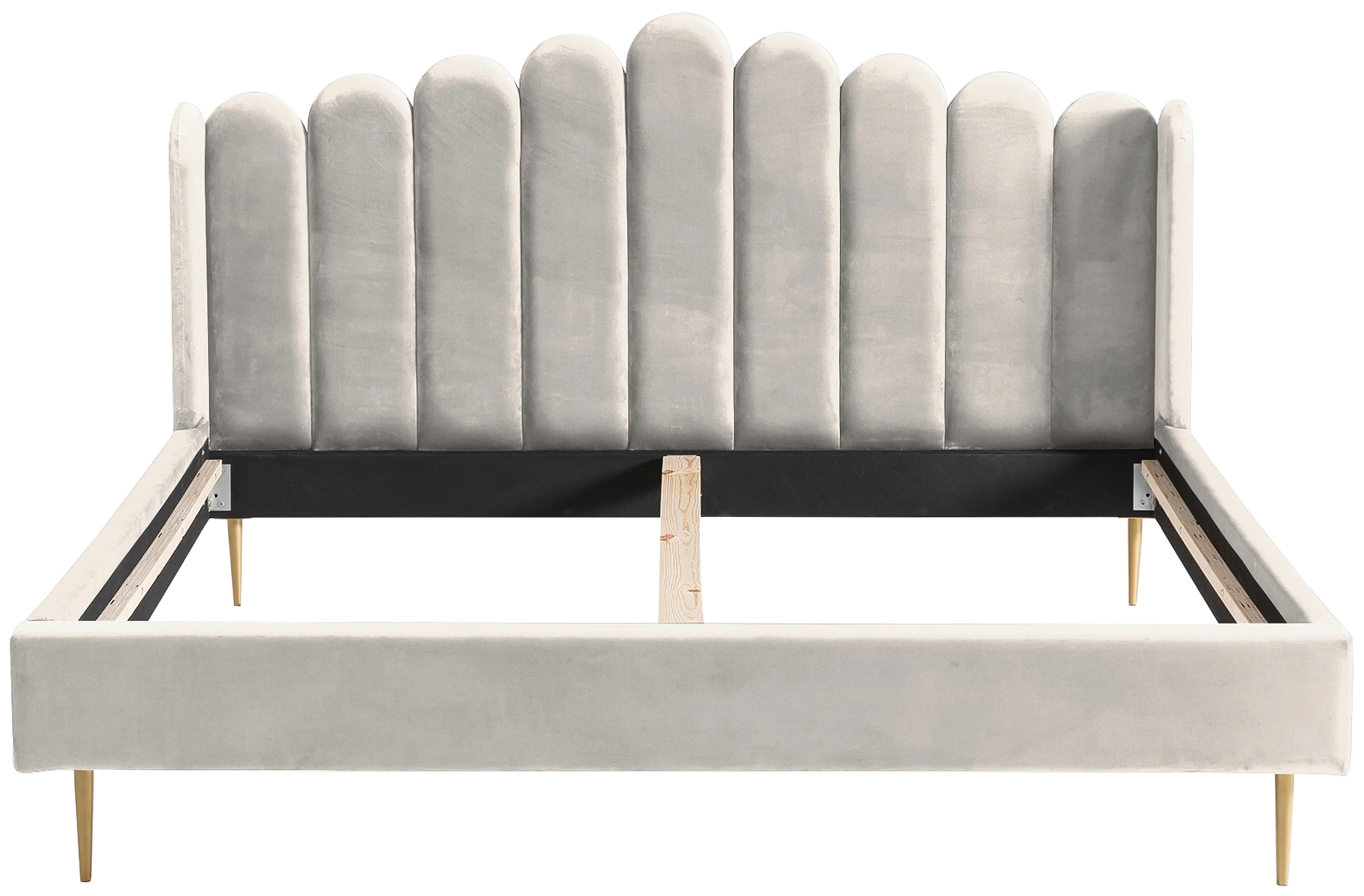 SalesFever Polsterbett »Komfortables Polsterbett für erholsamen Schlaf«, Eleganz trifft Komfort: Samt-Bezug, goldfarbene Metallfüße