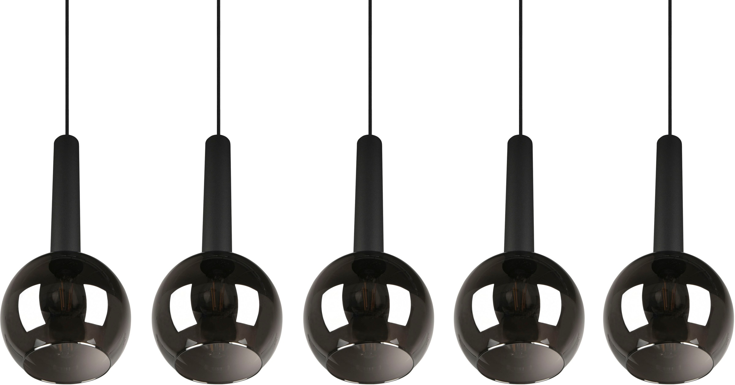 TRIO Leuchten Pendelleuchte »Clayton«, 5 flammig, Leuchtmittel E27 | ohne Leuchtmittel, Hängelampe höhenverstellbar bis 150cm, Glas rauchfarbig, exkl 5xE27