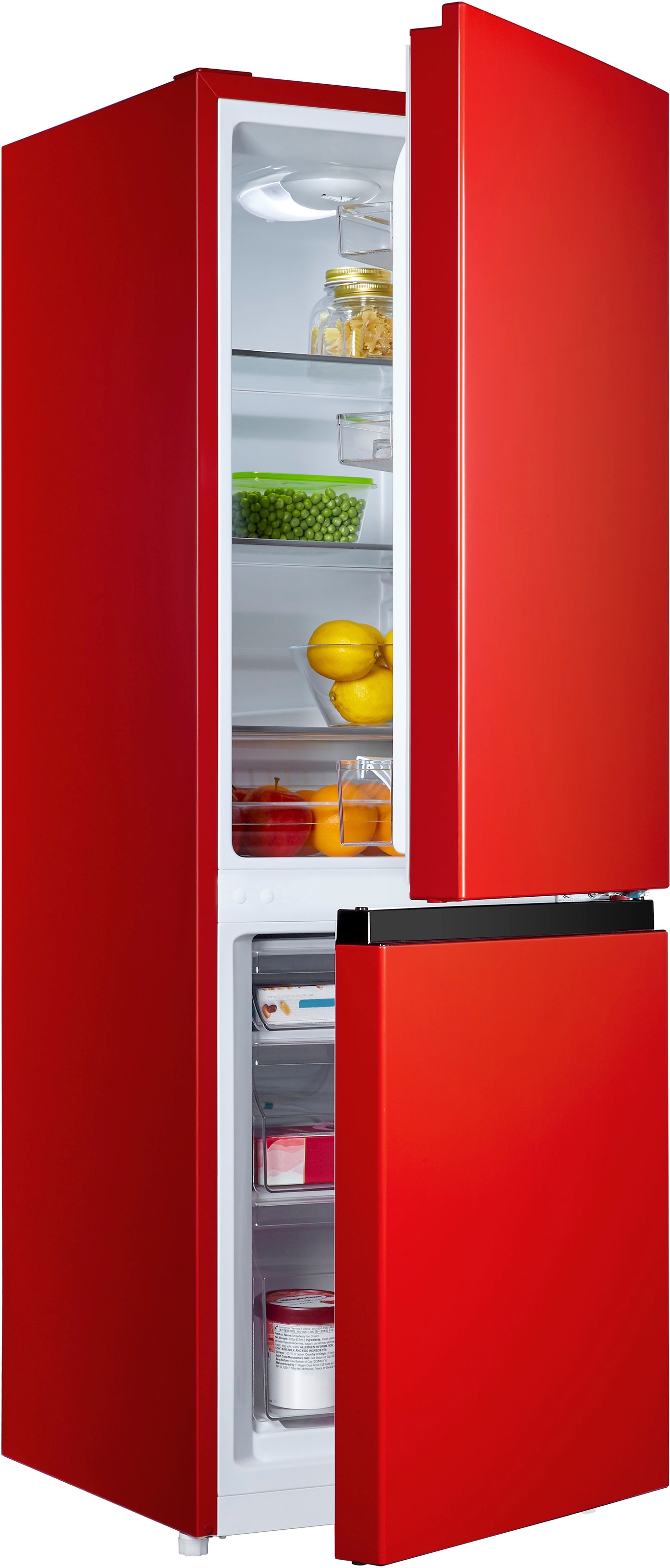 HANSEATIC Kühl-/Gefrierkombination »HKGK14349BR« 143 cm hoch 49, 5 cm breit Rot Türanschlag wechselbar