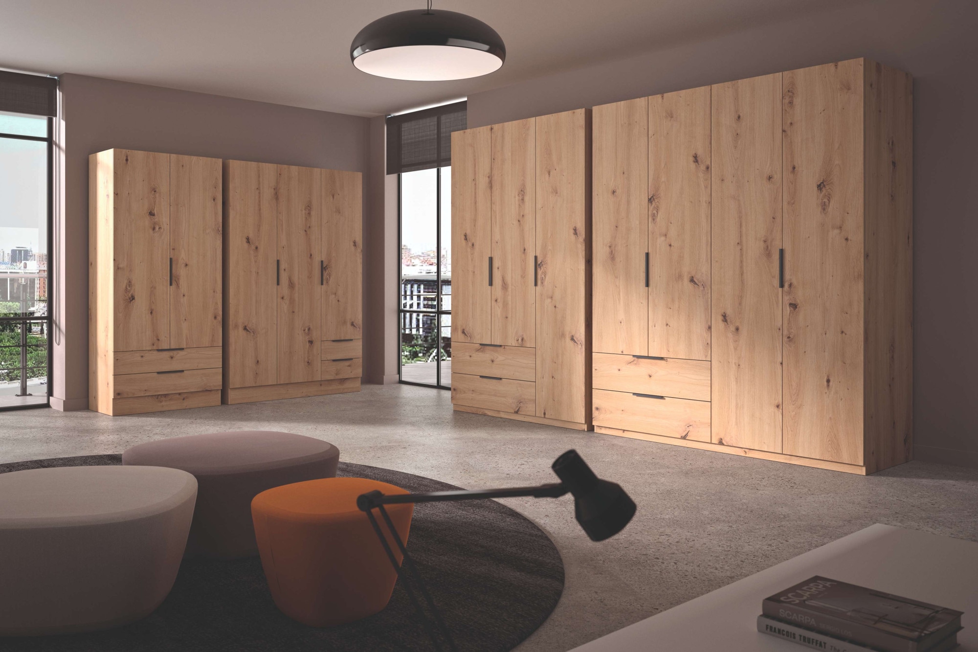 Composad Garderobenschrank »Espresso,Kleiderschrank, Raumsparschrank, Multifunktionsschrank«, (1 St.), mit 3 Türen und 2 breiten Schubladen