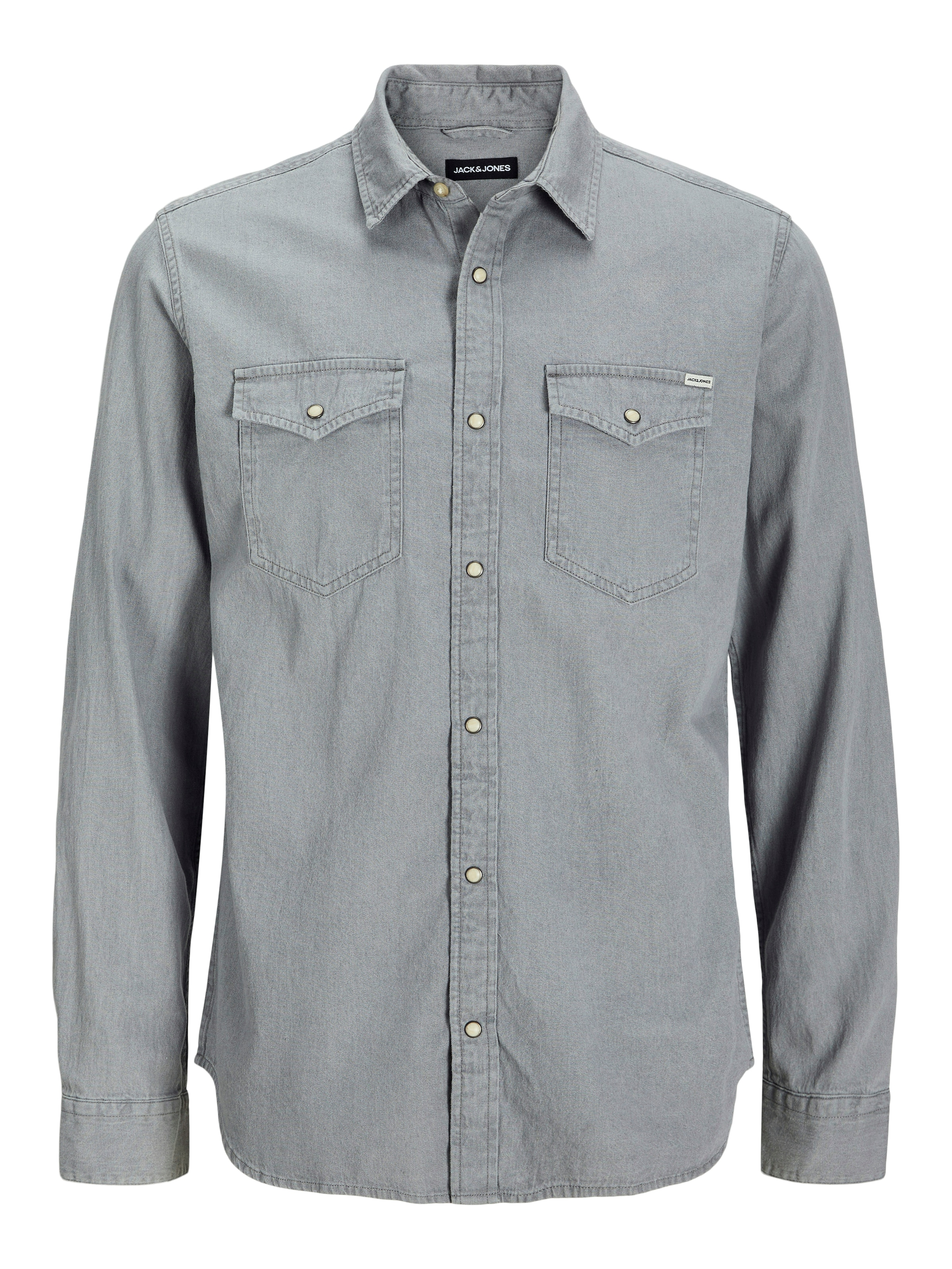 Jack & Jones Jeanshemd »JJESHERIDAN im Workwear-Stil mit robuster Baumwollqualität« unifarben, modisch, slim fit, Baumwolle, Hemdkragen