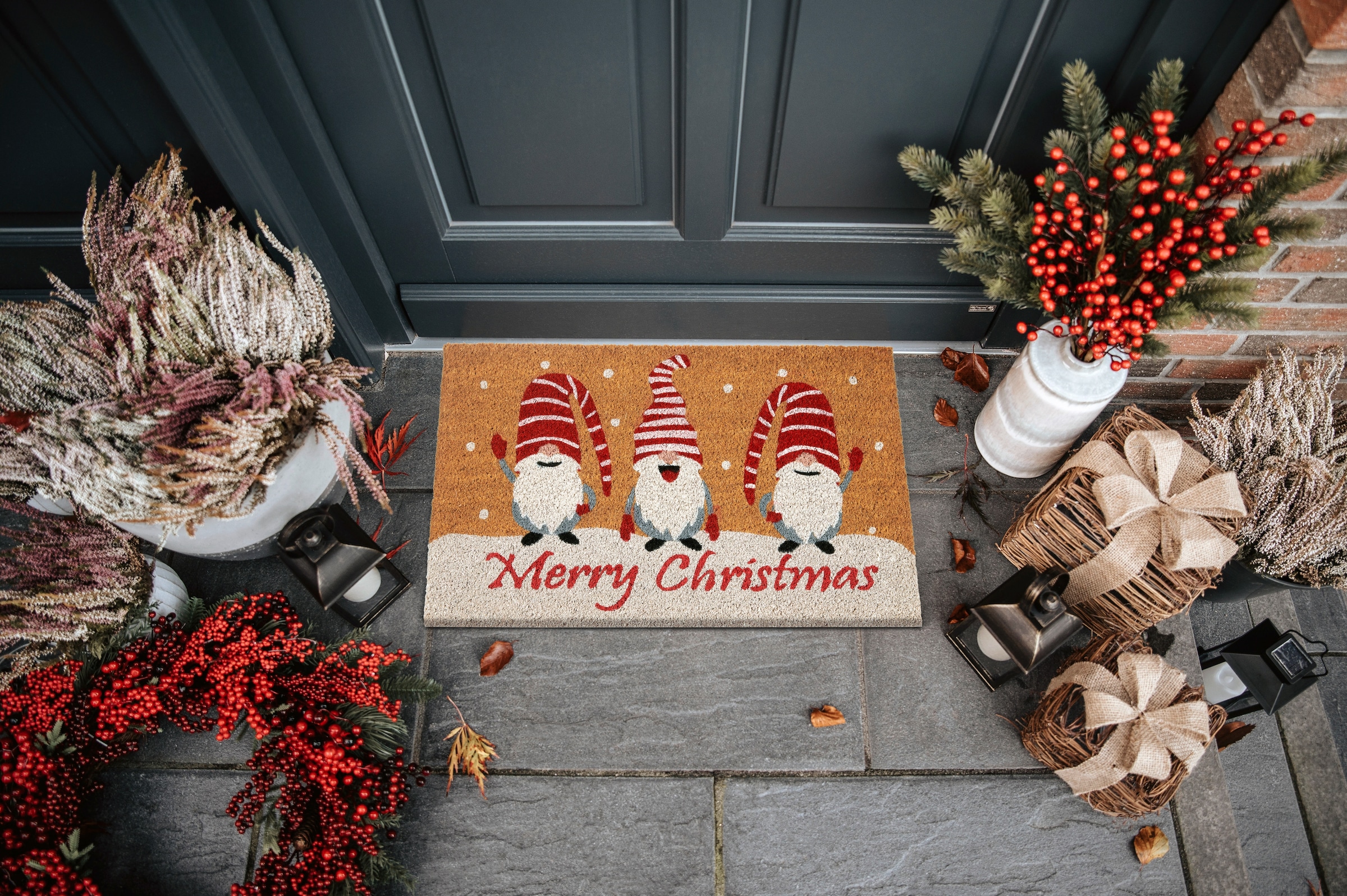 HANSE Home Fußmatte »Kokos Gnomes Merry Christmas, Türmatte«, rechteckig, 15 mm Höhe, Schmutzfangmatte, Rutschfest, Outdoor, Weihnachten, Kokosmatte, Zwerg