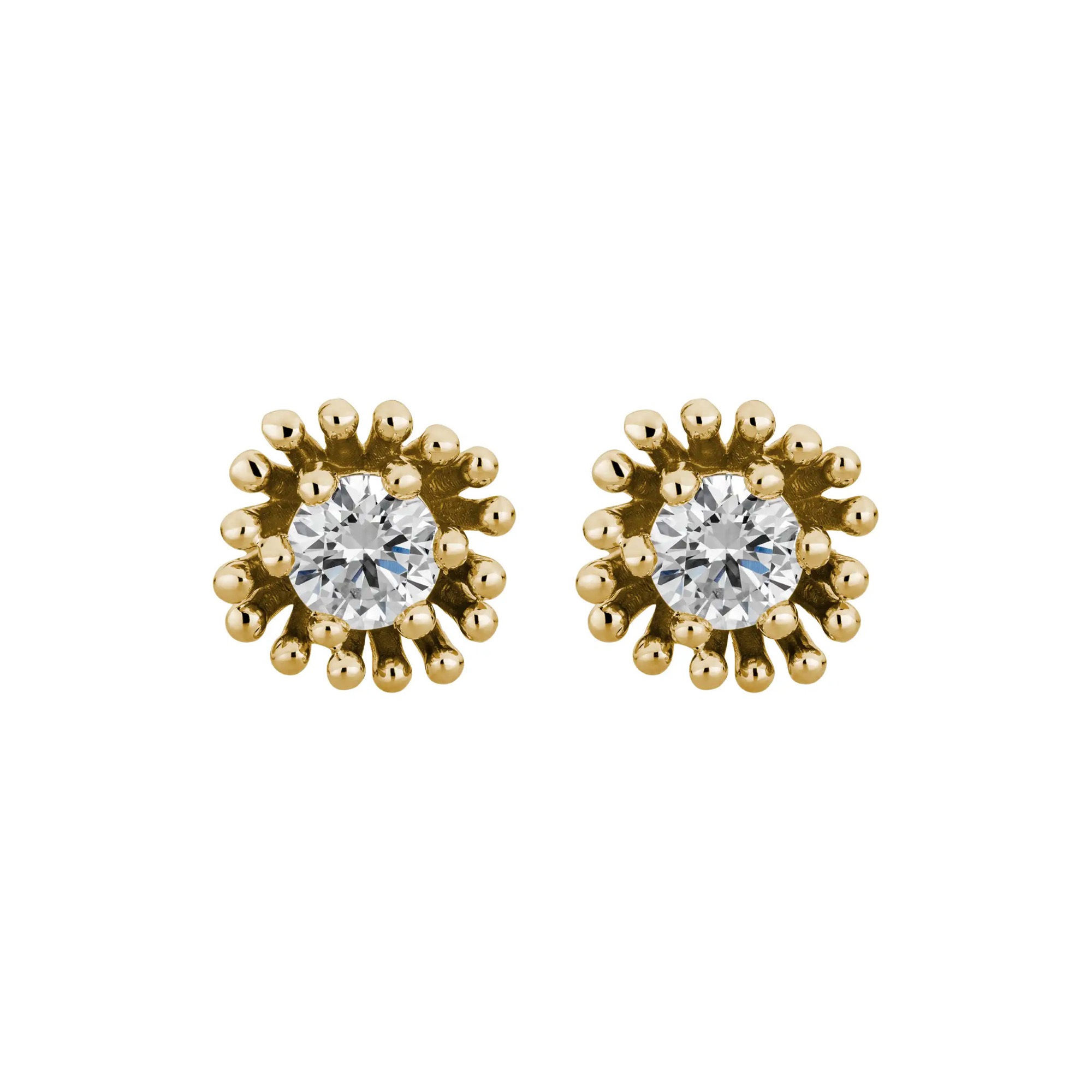 LYOMI Paar Ohrstecker »585/- Gelbgold 2 synth. Diam. 0,20ct. floral«